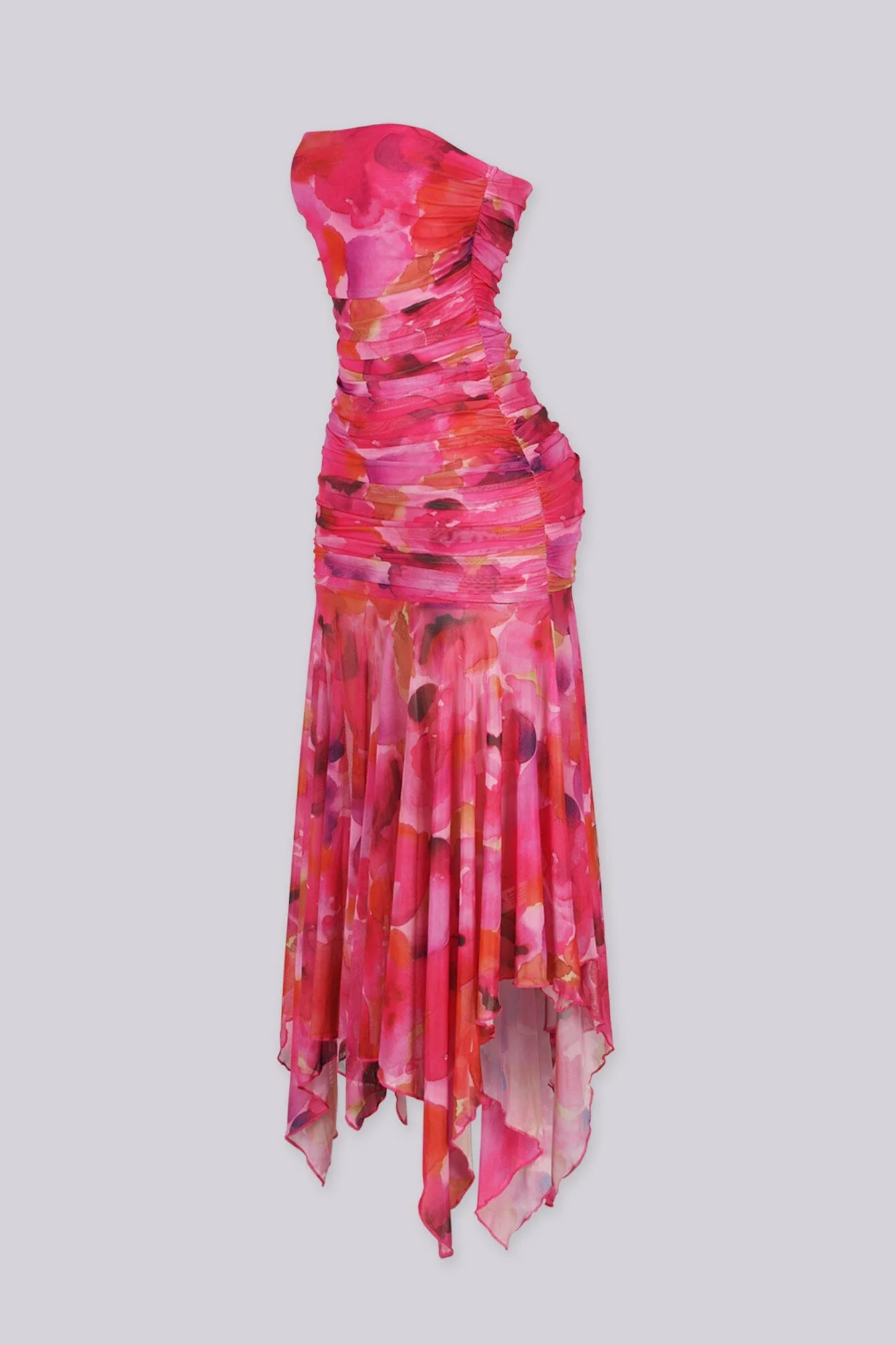 Pink Shadow Ruched Midi Dress - Image 4