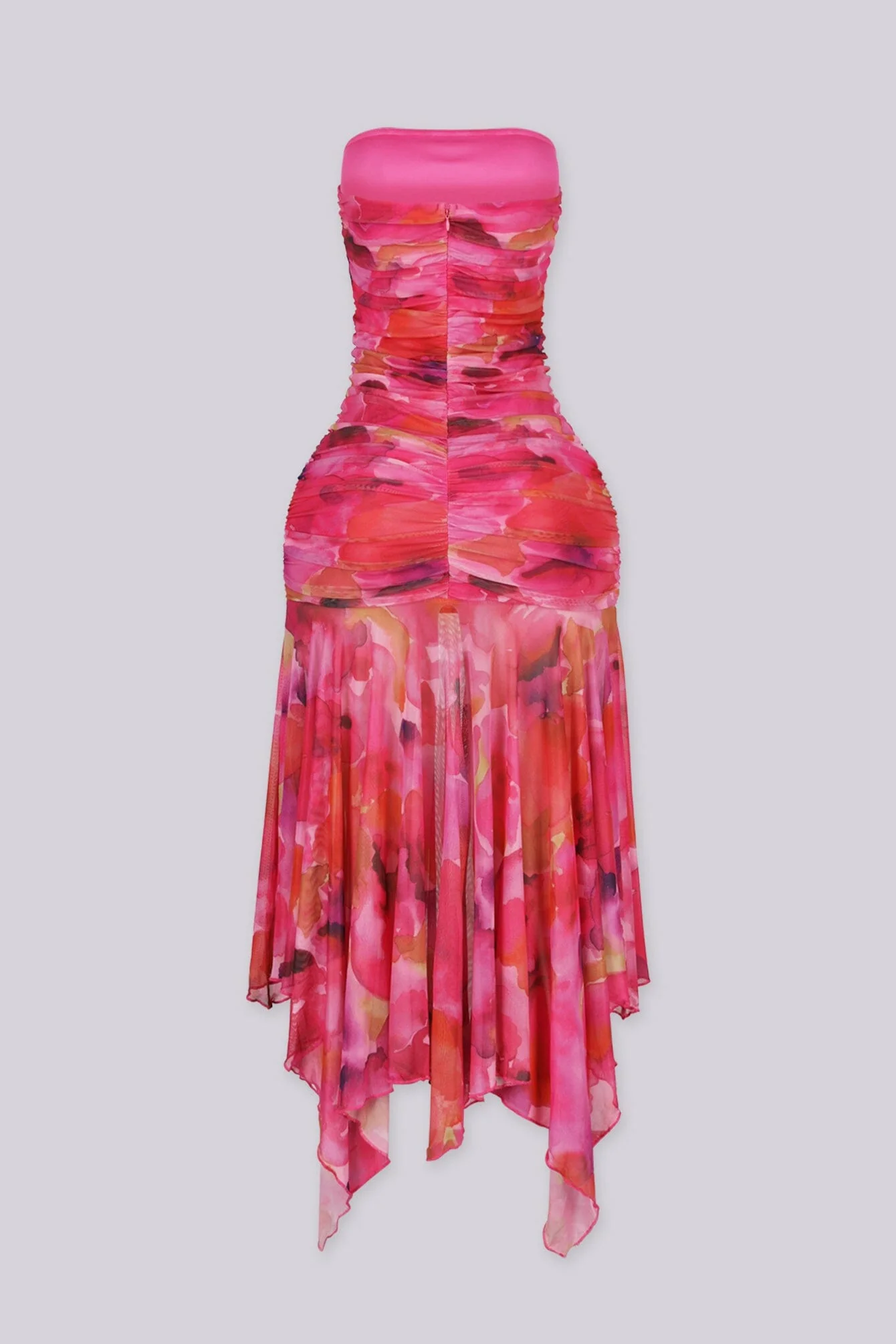 Pink Shadow Ruched Midi Dress - Image 5