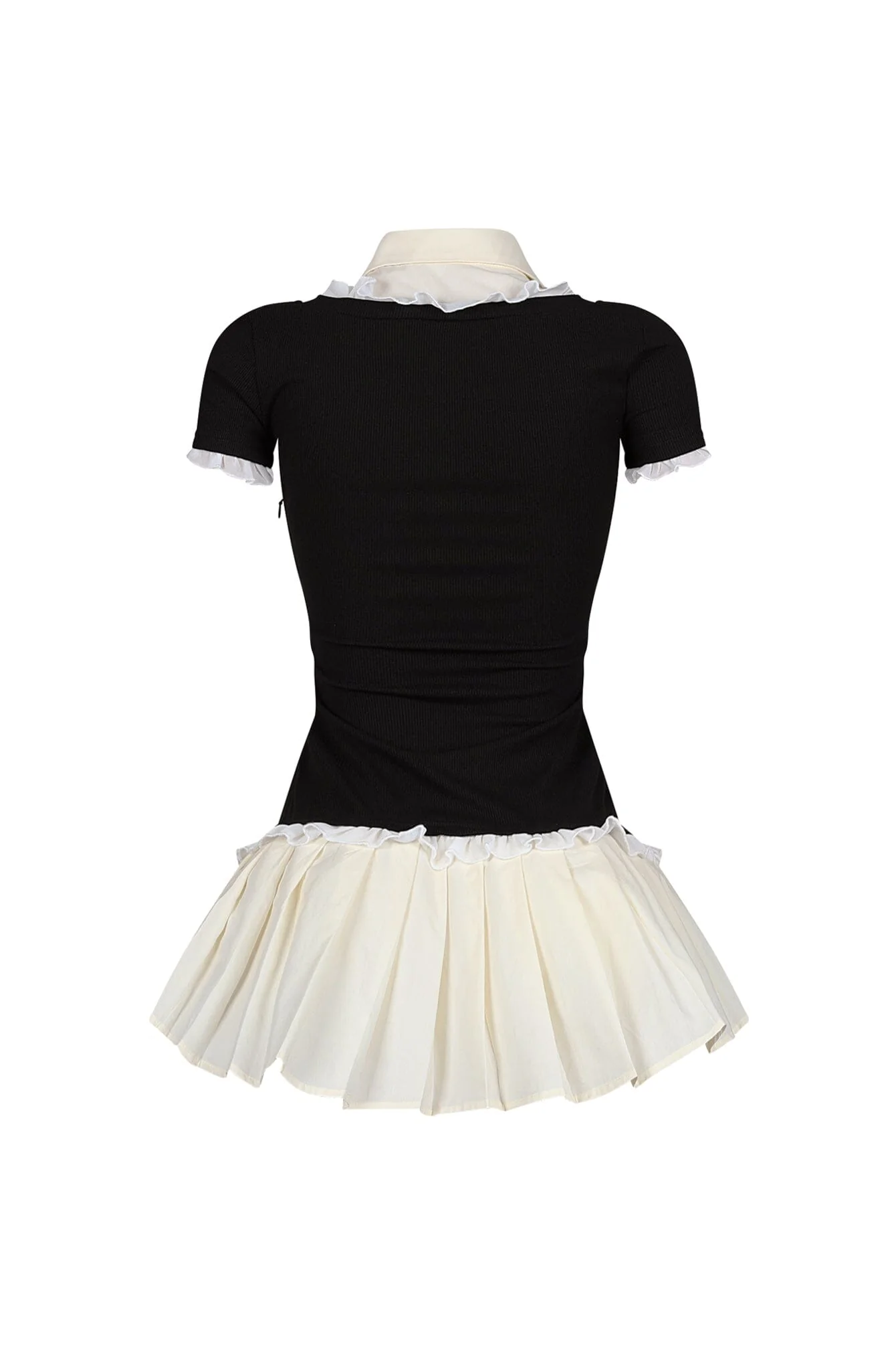 Polina Ribbed Poplin Pleated Combo Dress - Image 10