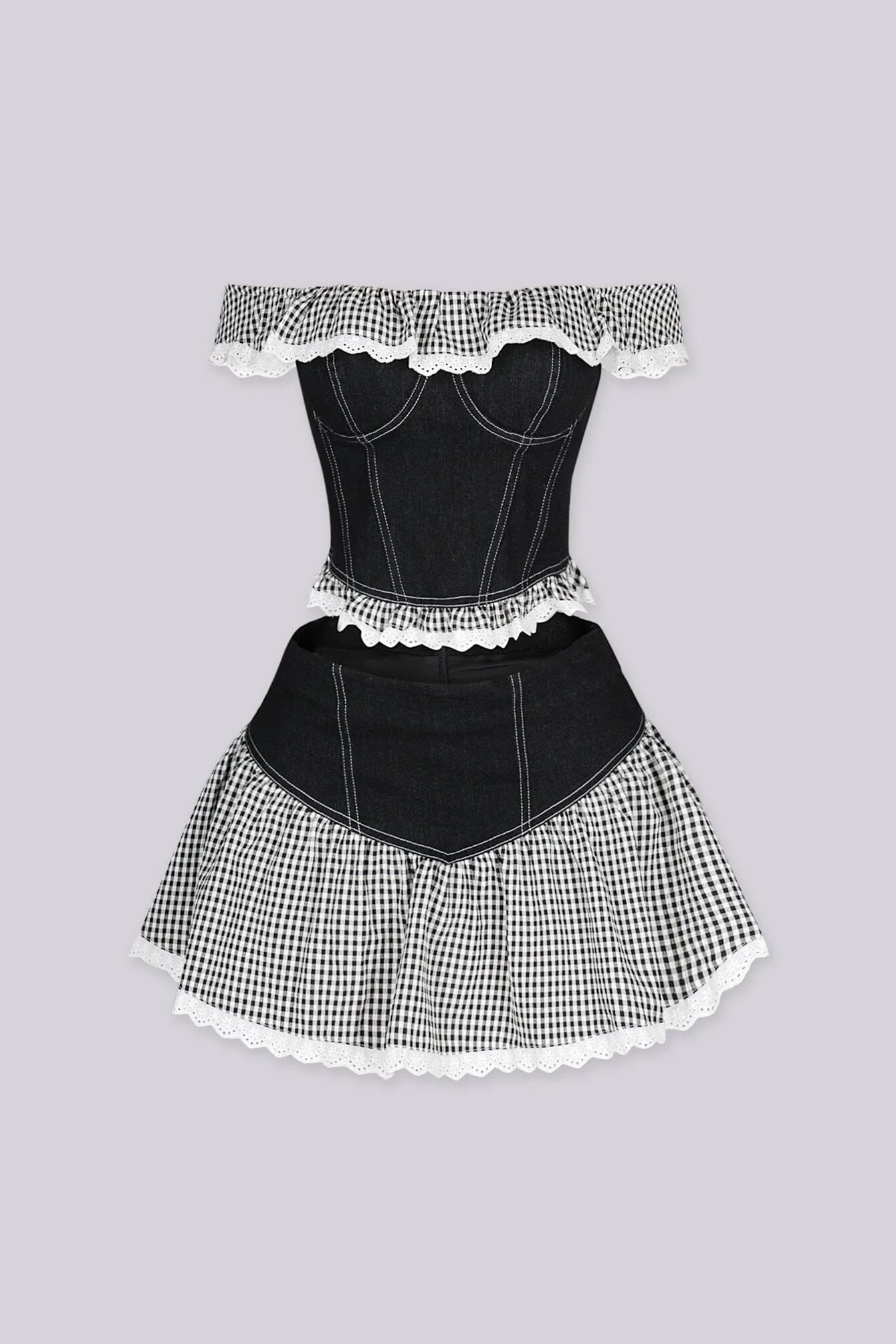 Polly Gingham Corset Top & Skirt SET - Image 4