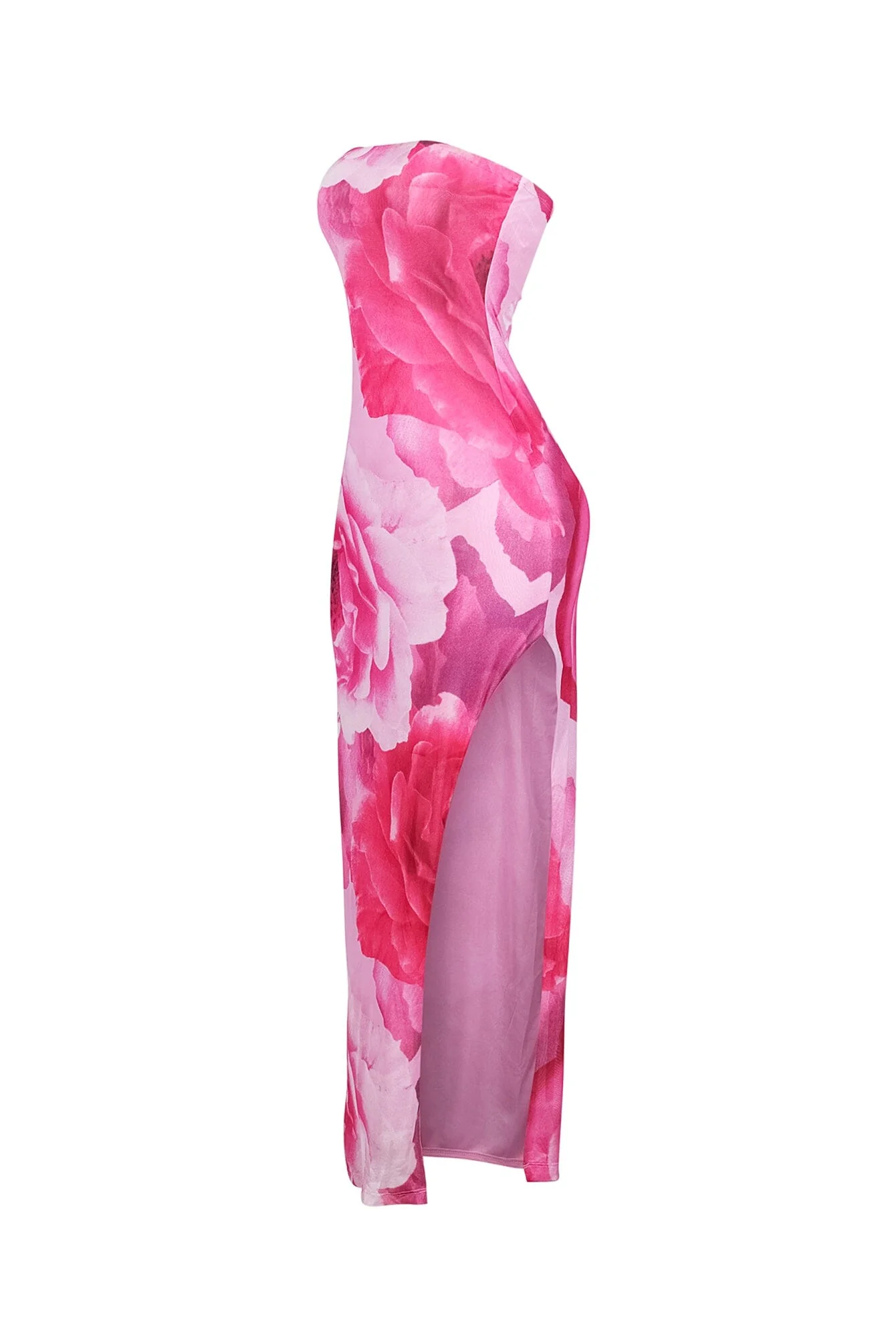 Powdery Floral Print Tube Maxi Dress - Image 4