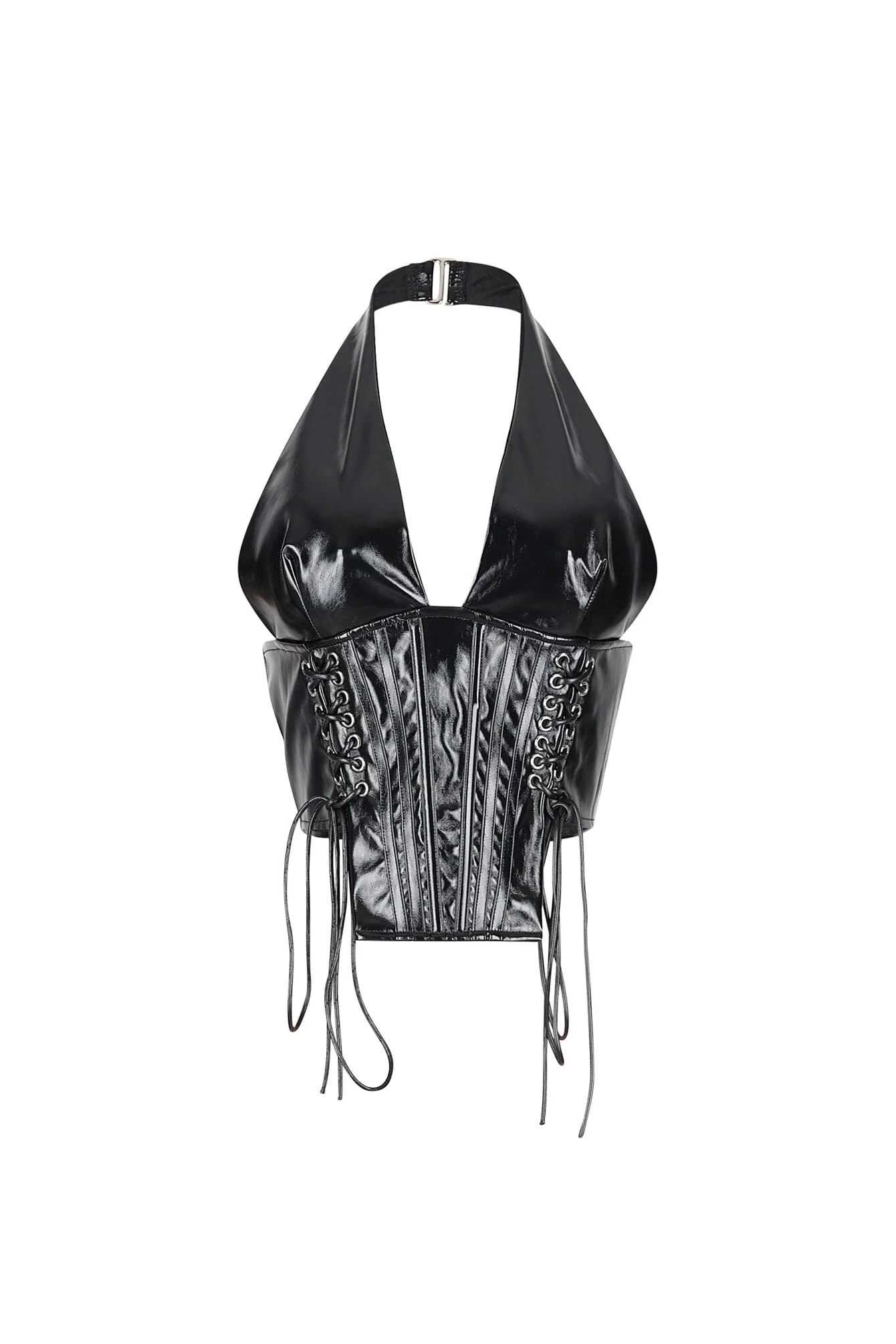 Prague Noir PU Corset Halter Top - Image 2