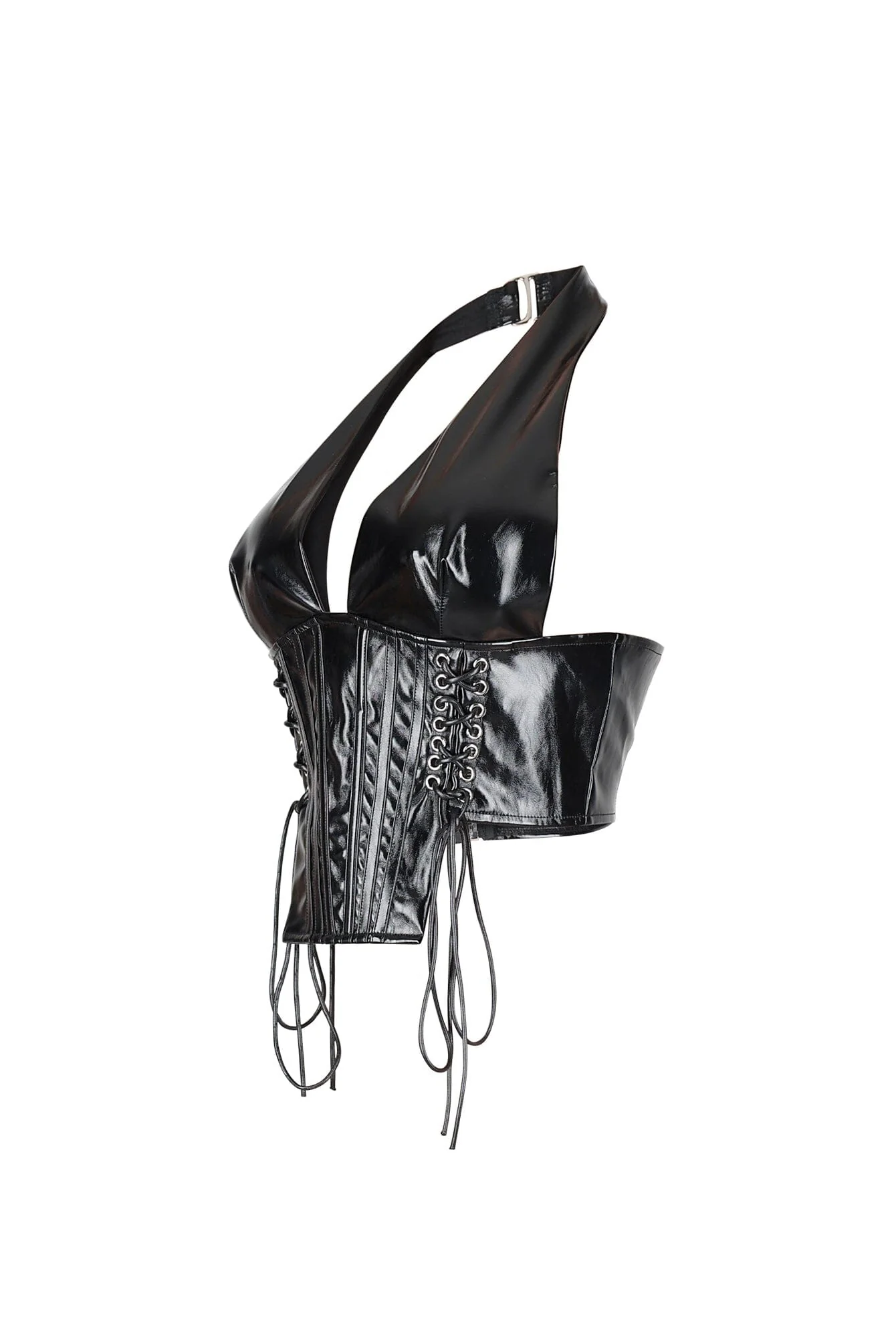 Prague Noir PU Corset Halter Top - Image 3