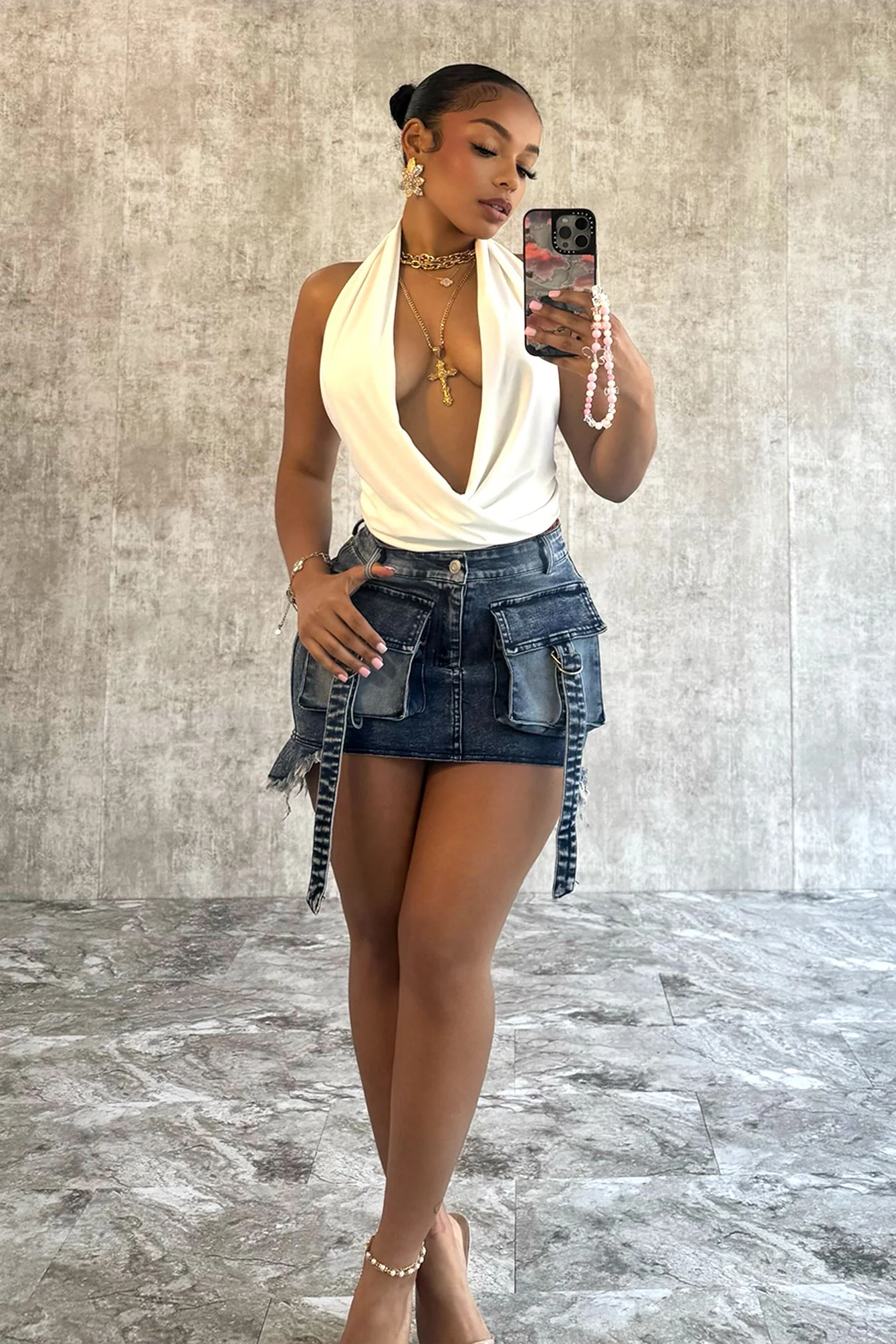 Problems Vintage Cargo Denim Skirt - Image 3