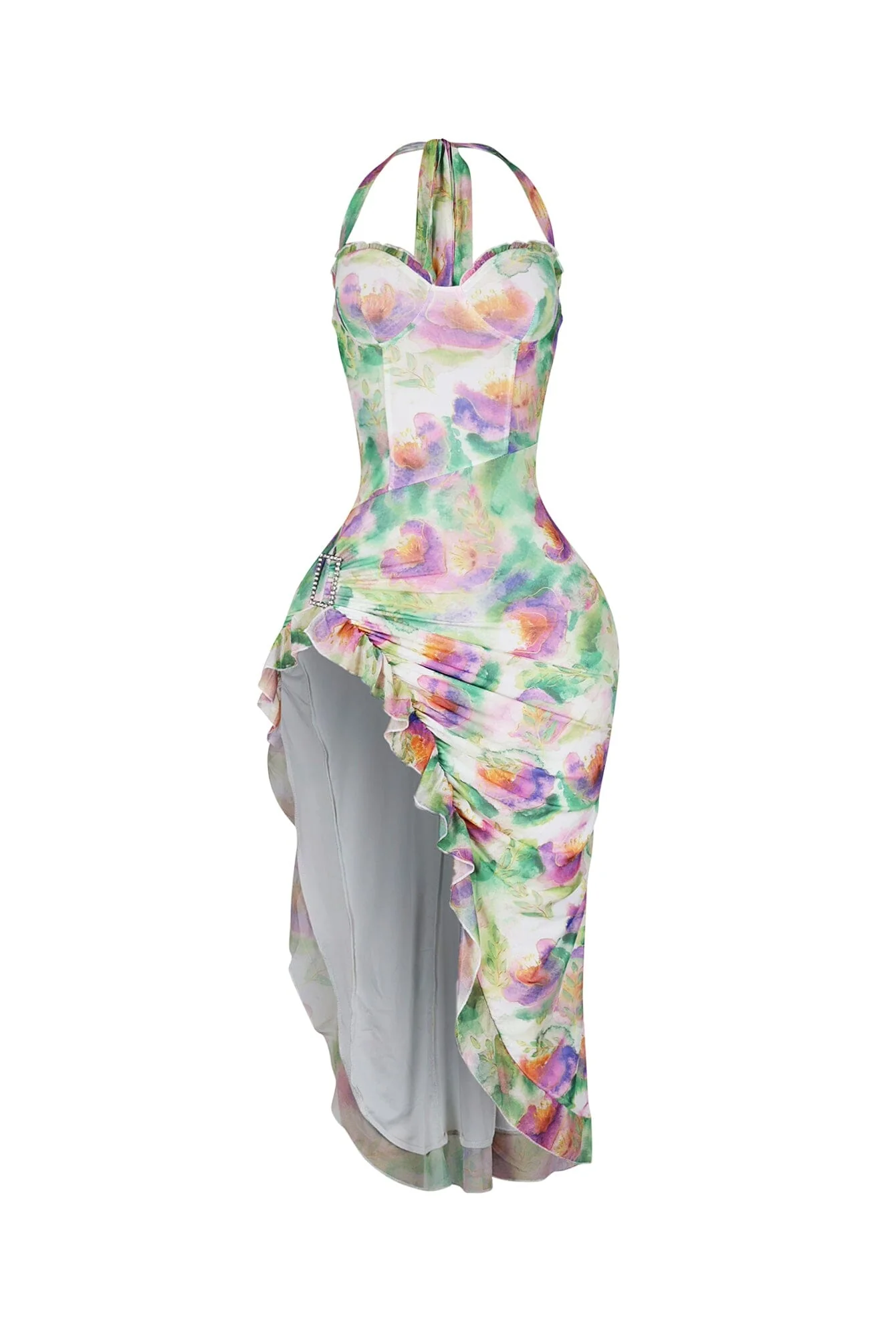 Pure Romance Mesh Ruffled Midi Dress - Image 3