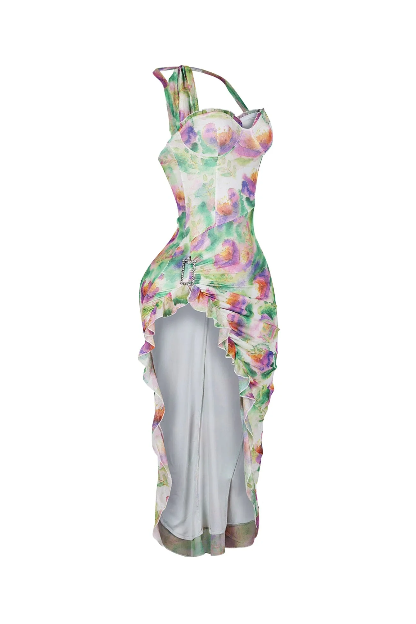 Pure Romance Mesh Ruffled Midi Dress - Image 4