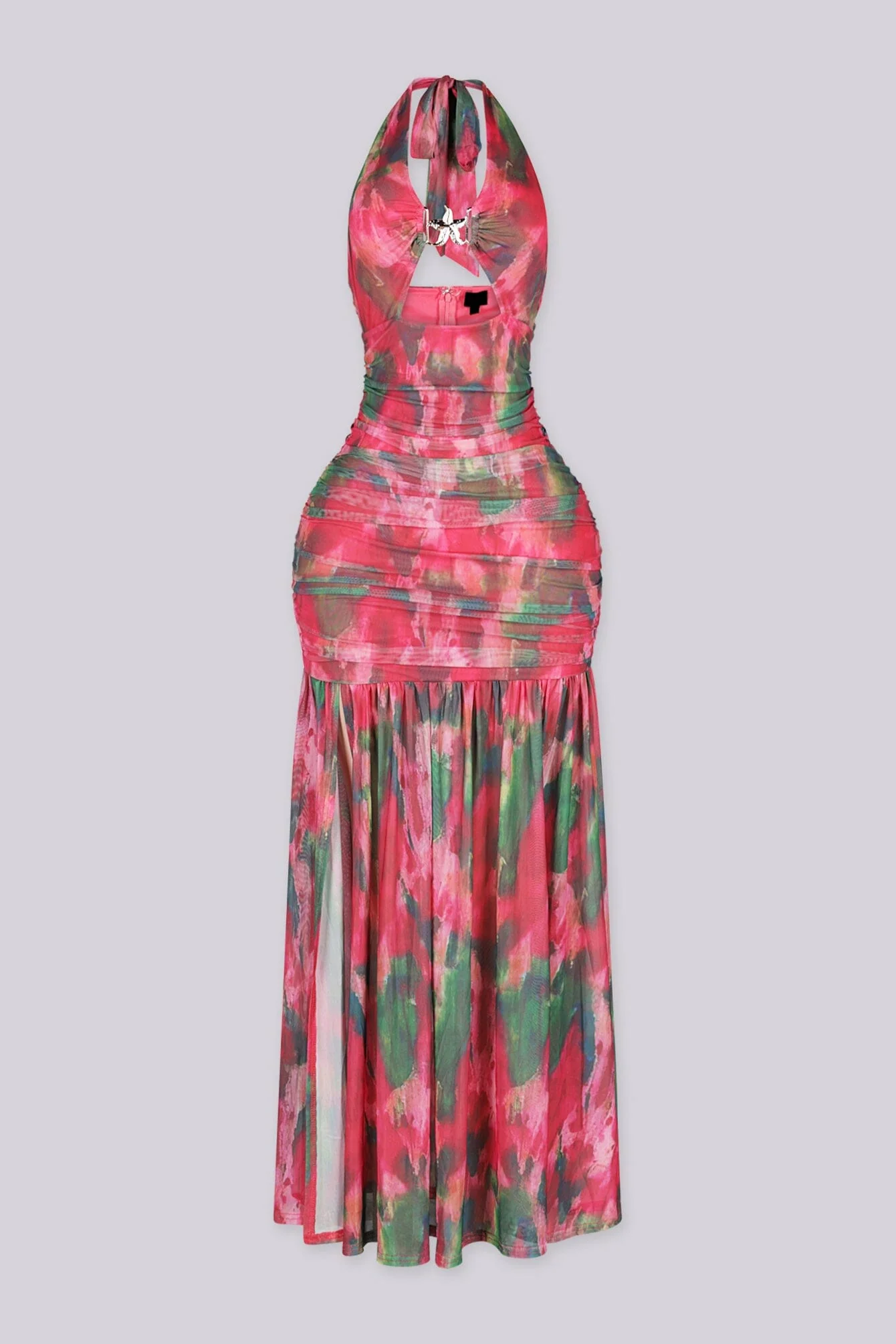 Red Mirage Mesh Maxi Dress - Image 4