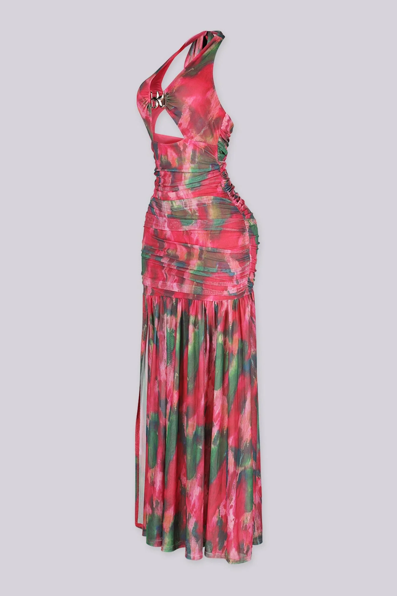 Red Mirage Mesh Maxi Dress - Image 5