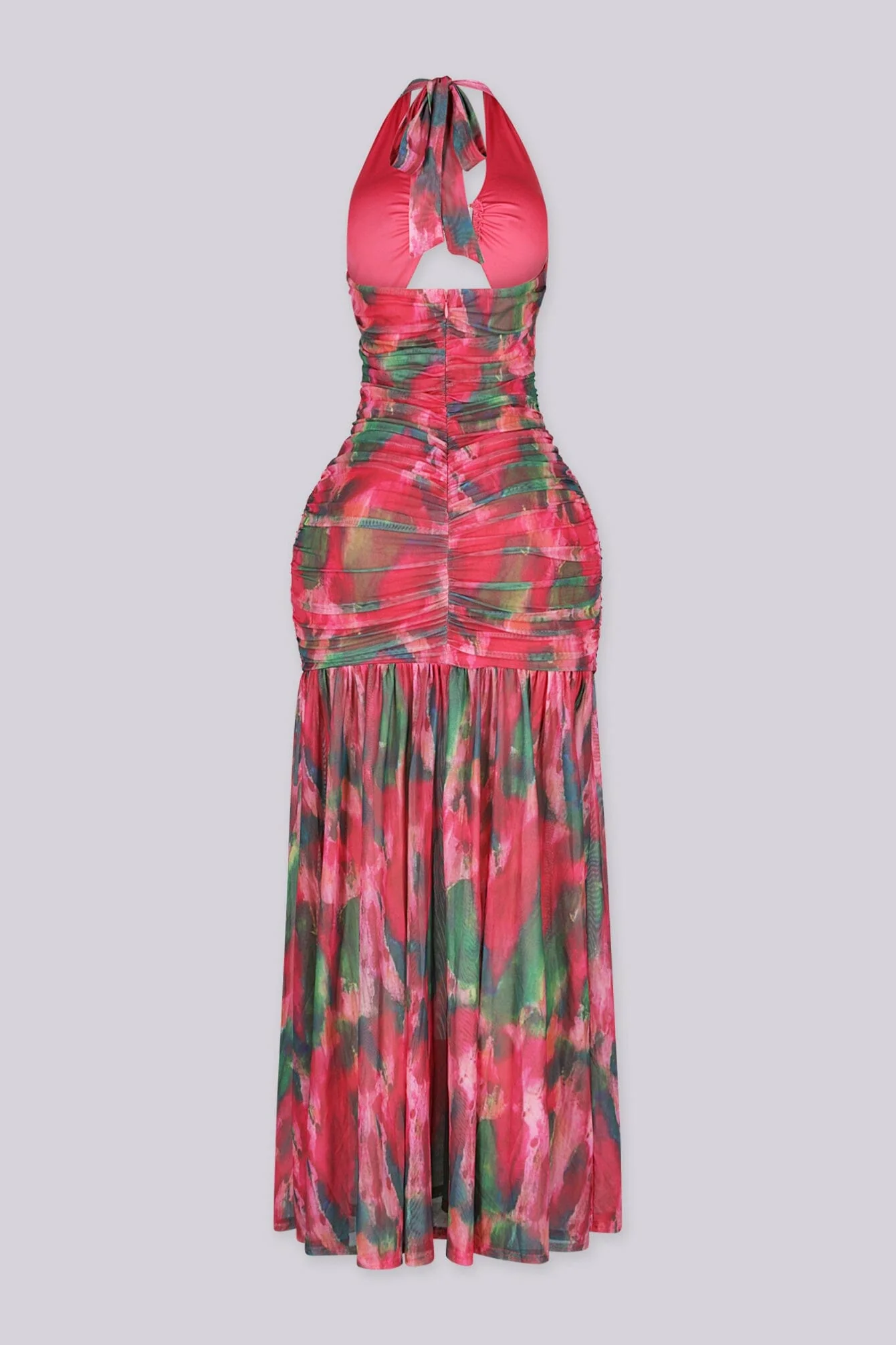 Red Mirage Mesh Maxi Dress - Image 6