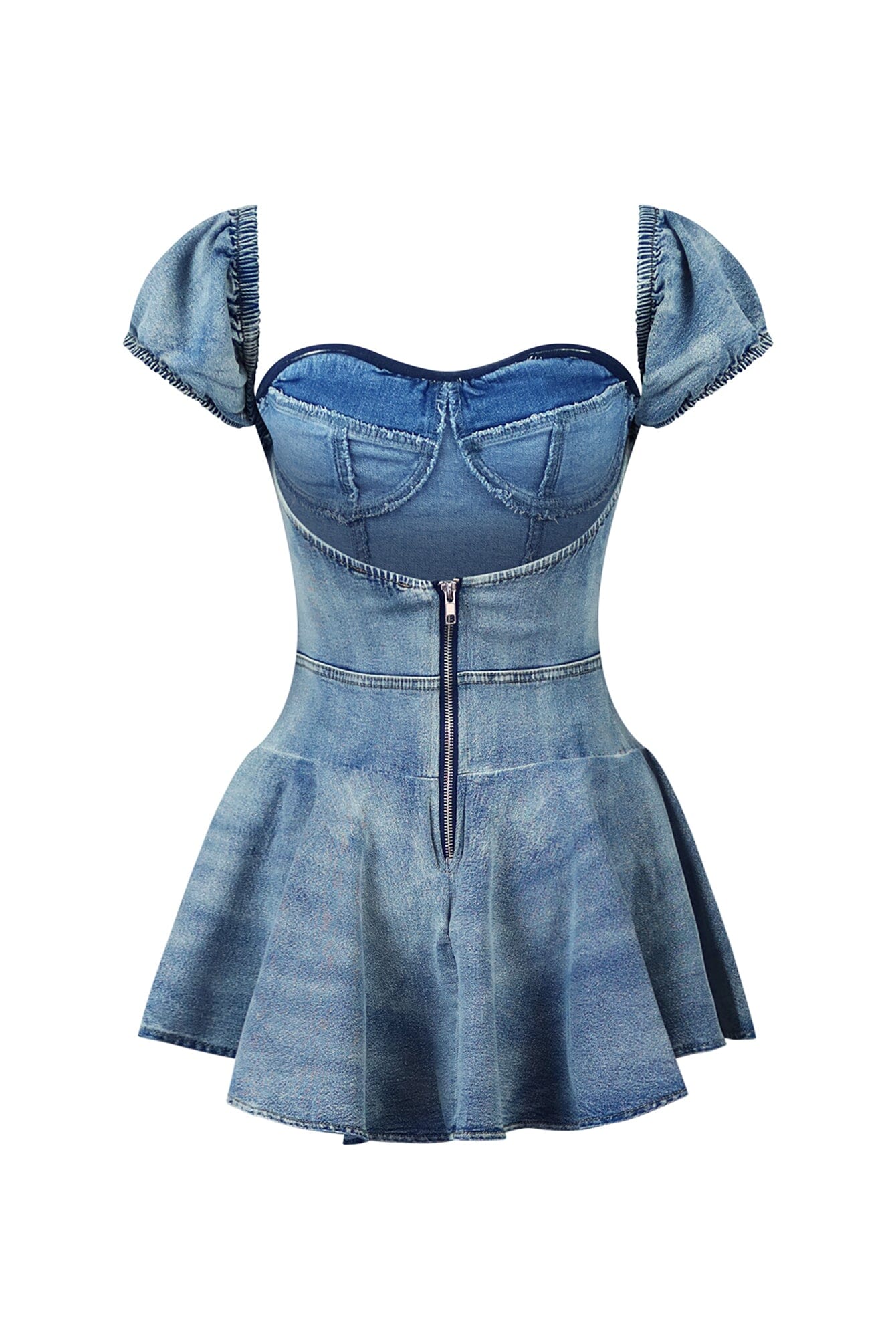 Reuben Washed Denim Pleated Mini Dress - Image 4