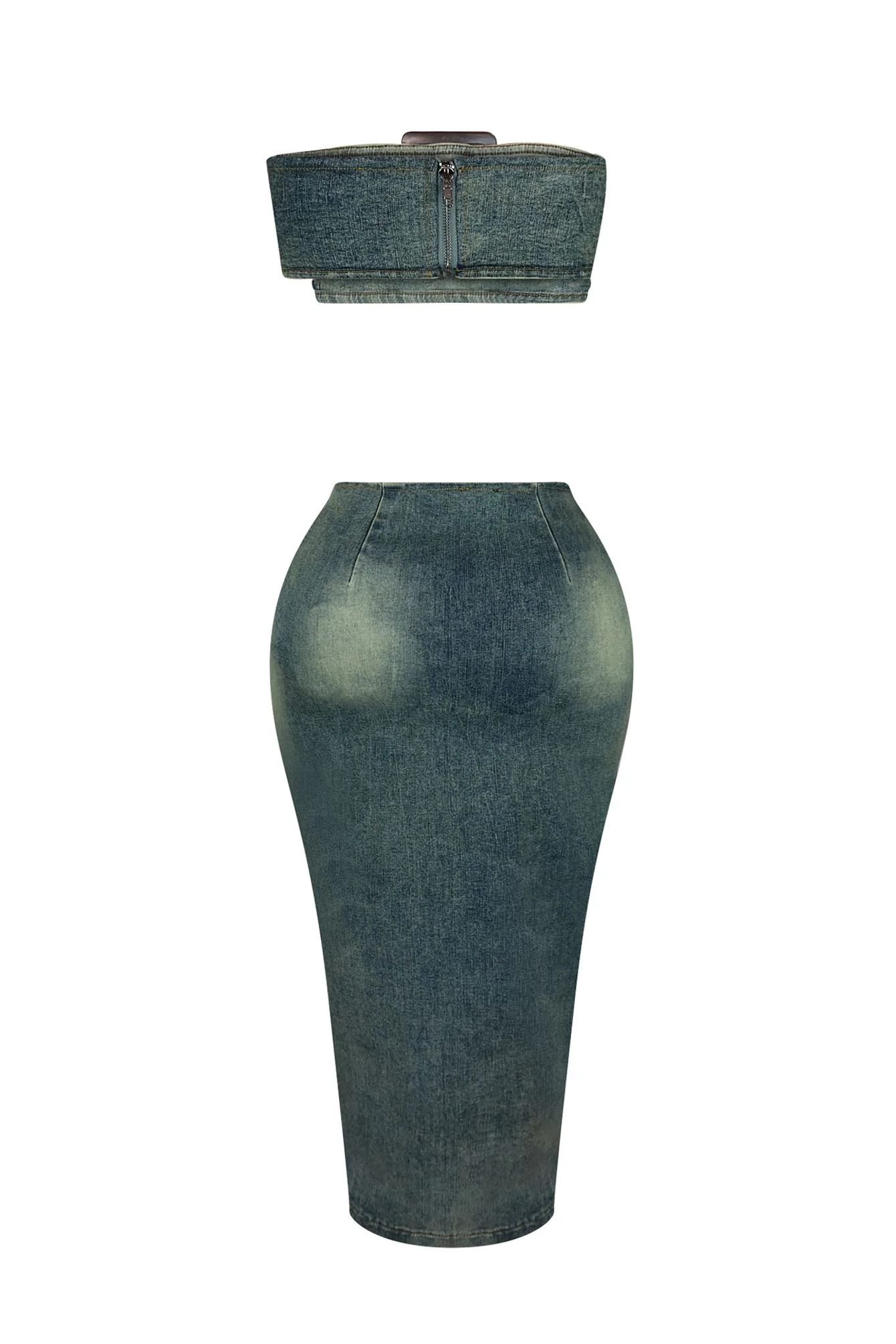 Revenge Denim Tube Top & Skirt SET - Image 4