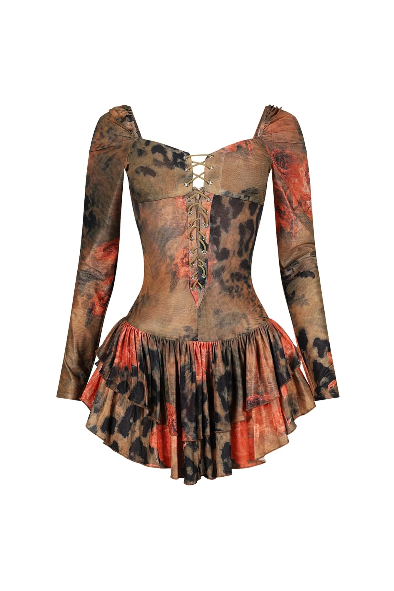 Reyna Print Mesh Ruffle Mini Dress - Image 2