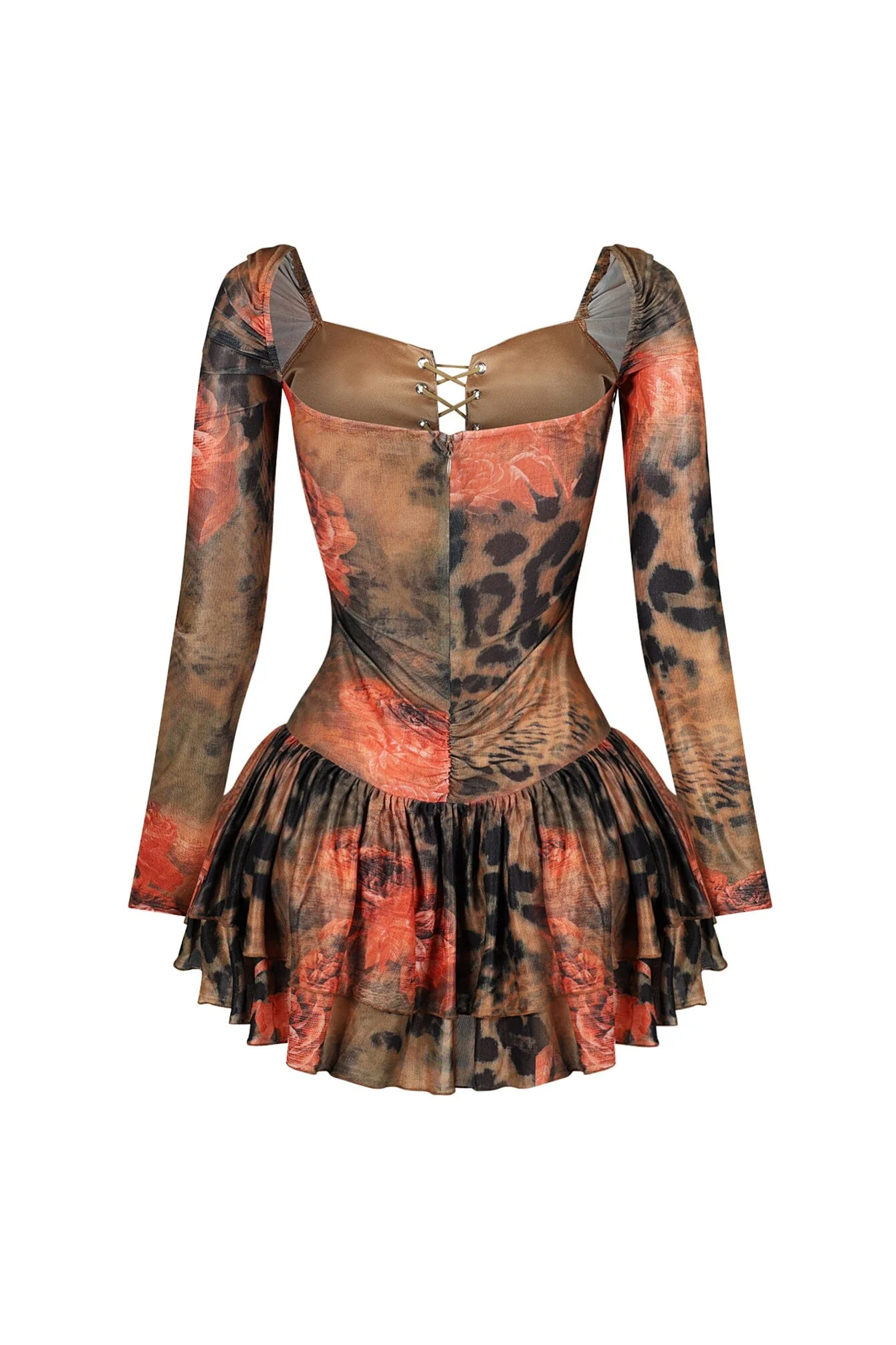 Reyna Print Mesh Ruffle Mini Dress - Image 3