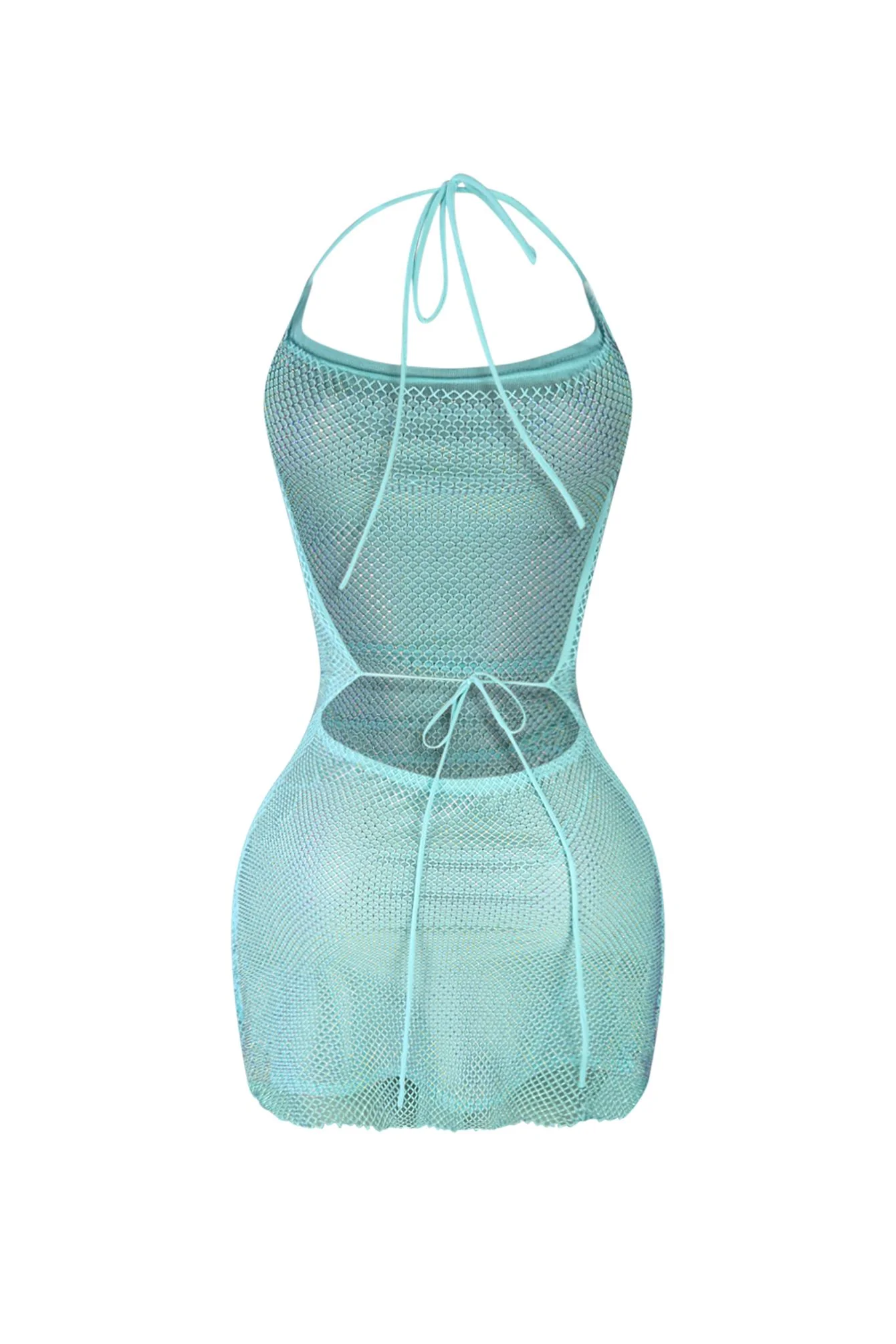 All Nighter Rhinestone Fishnet Halter Dress - Image 4