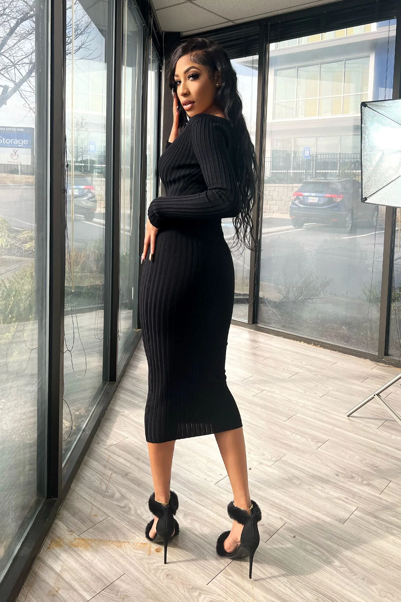 Louis Ribbed Midi Dress with Bra SET - Image 4