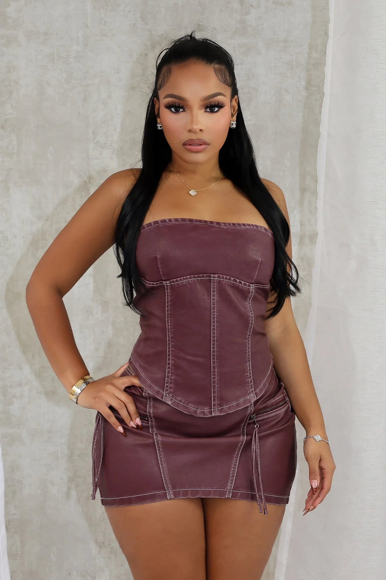 Robyn Faux Leather Tube Top - Image 4