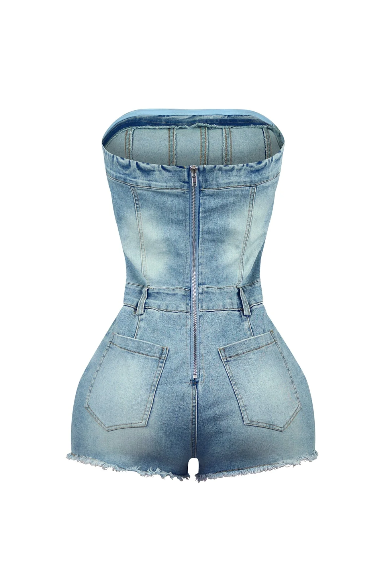 Rock Out Cross Denim Tube Romper - Image 6