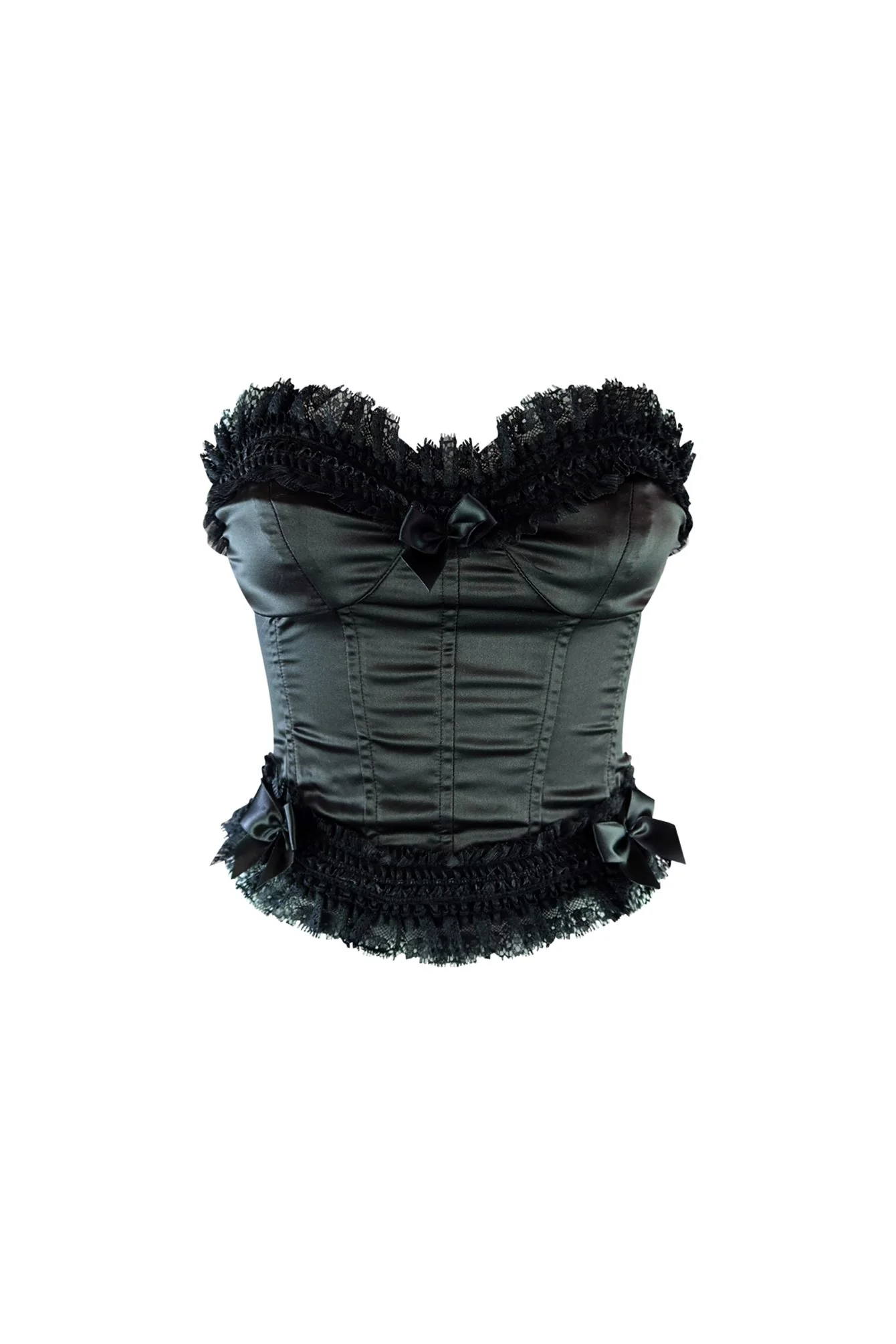 Rococo Lace Trim Satin Corset - Image 7
