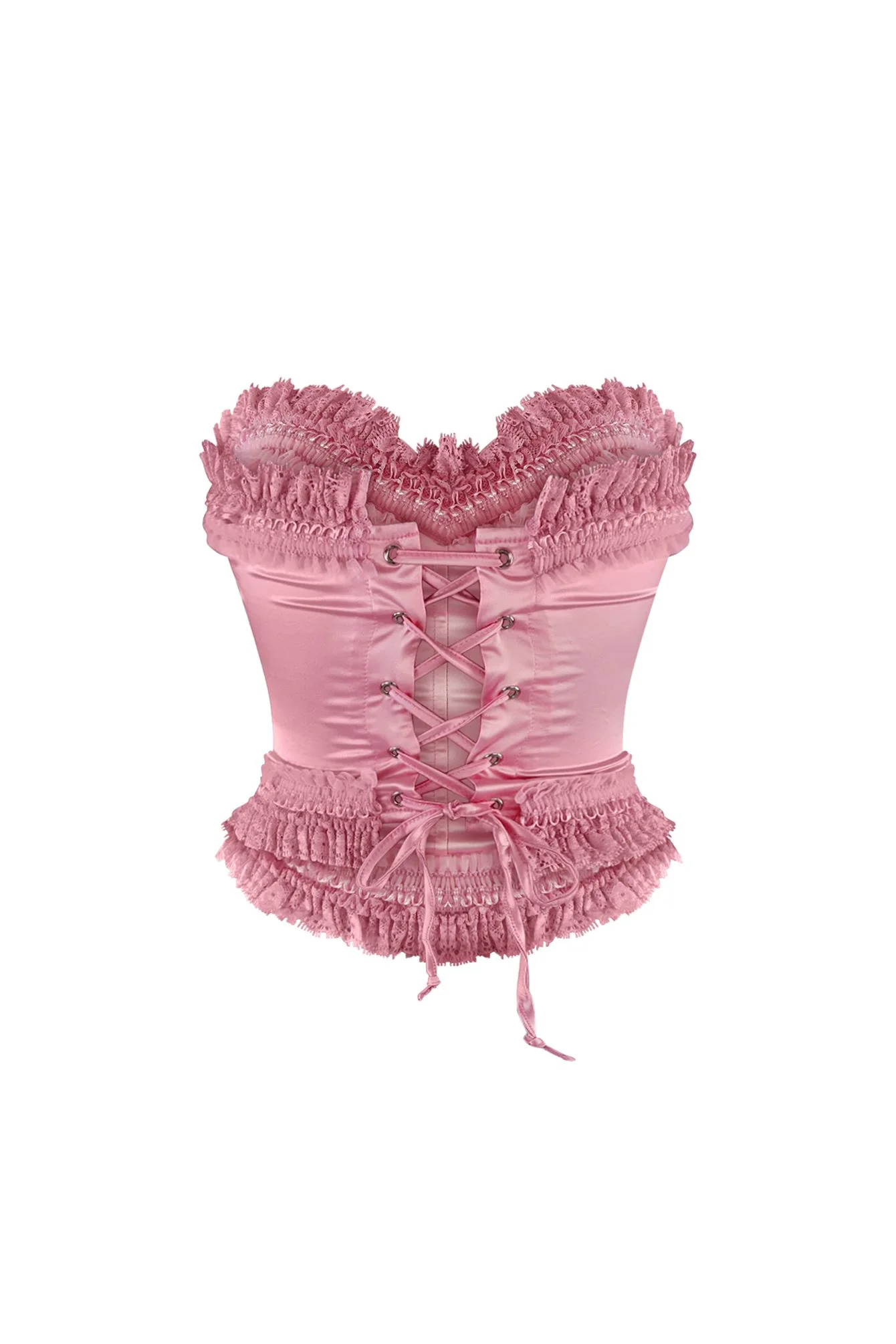 Rococo Lace Trim Satin Corset - Image 8