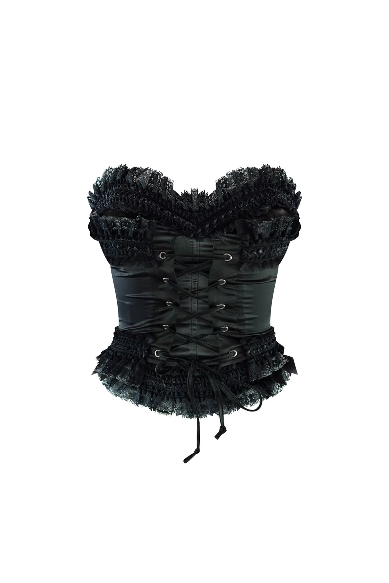 Rococo Lace Trim Satin Corset - Image 9