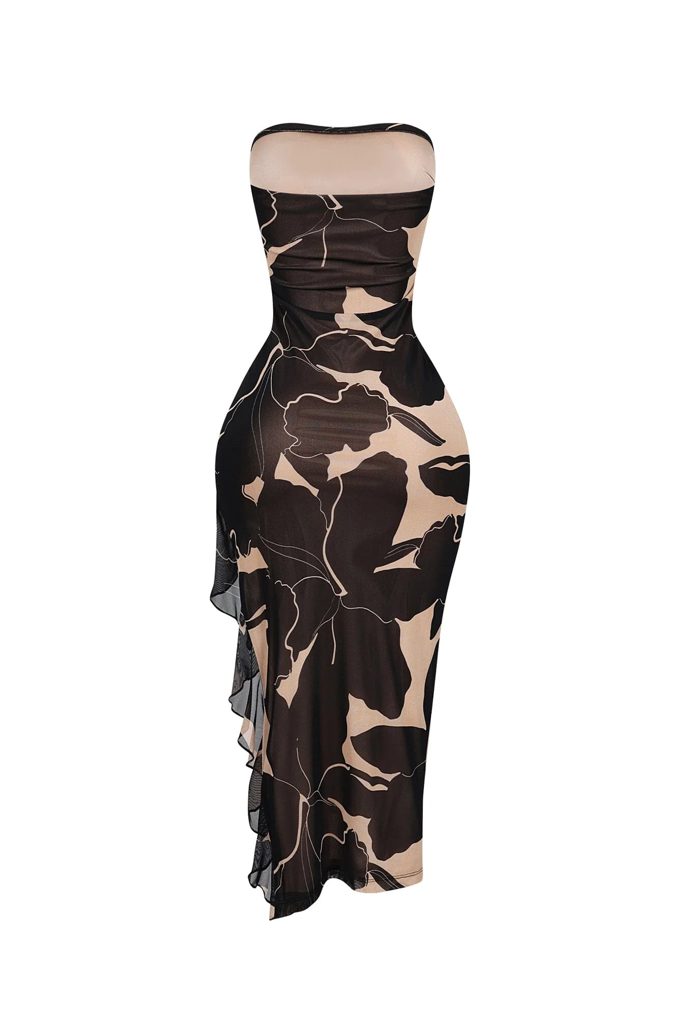 Rosebud Mesh Flow Tube Midi Dress - Image 5