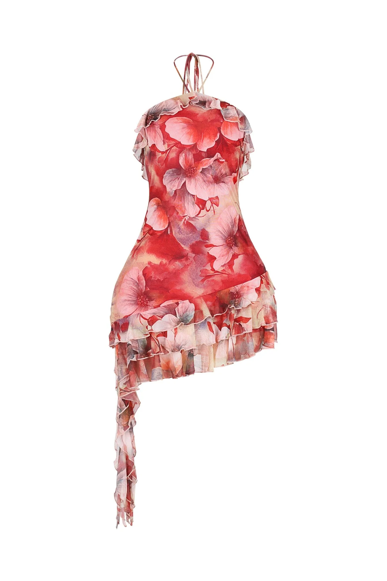Rosefall Asymmetry Mini Dress - Image 4