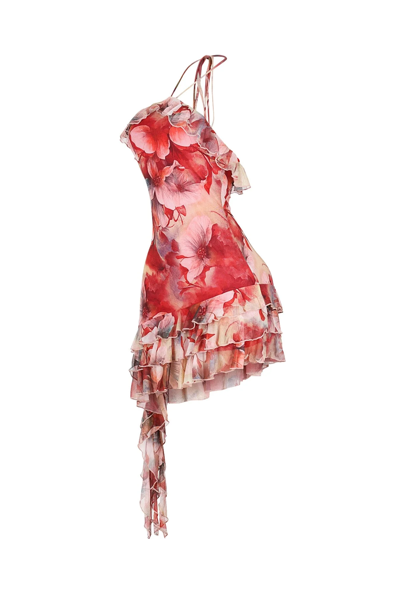 Rosefall Asymmetry Mini Dress - Image 5