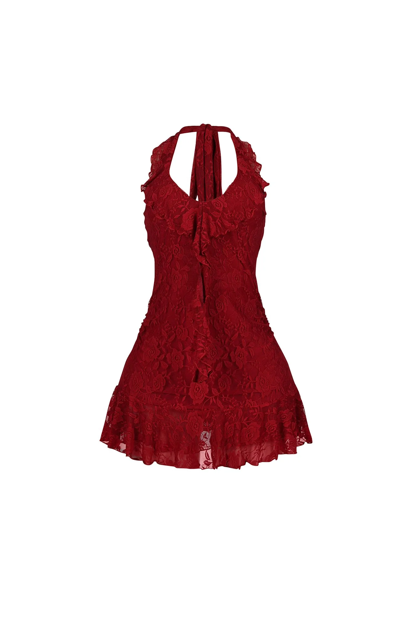 Roselace Halter Ruffle Mini Dress - Image 6