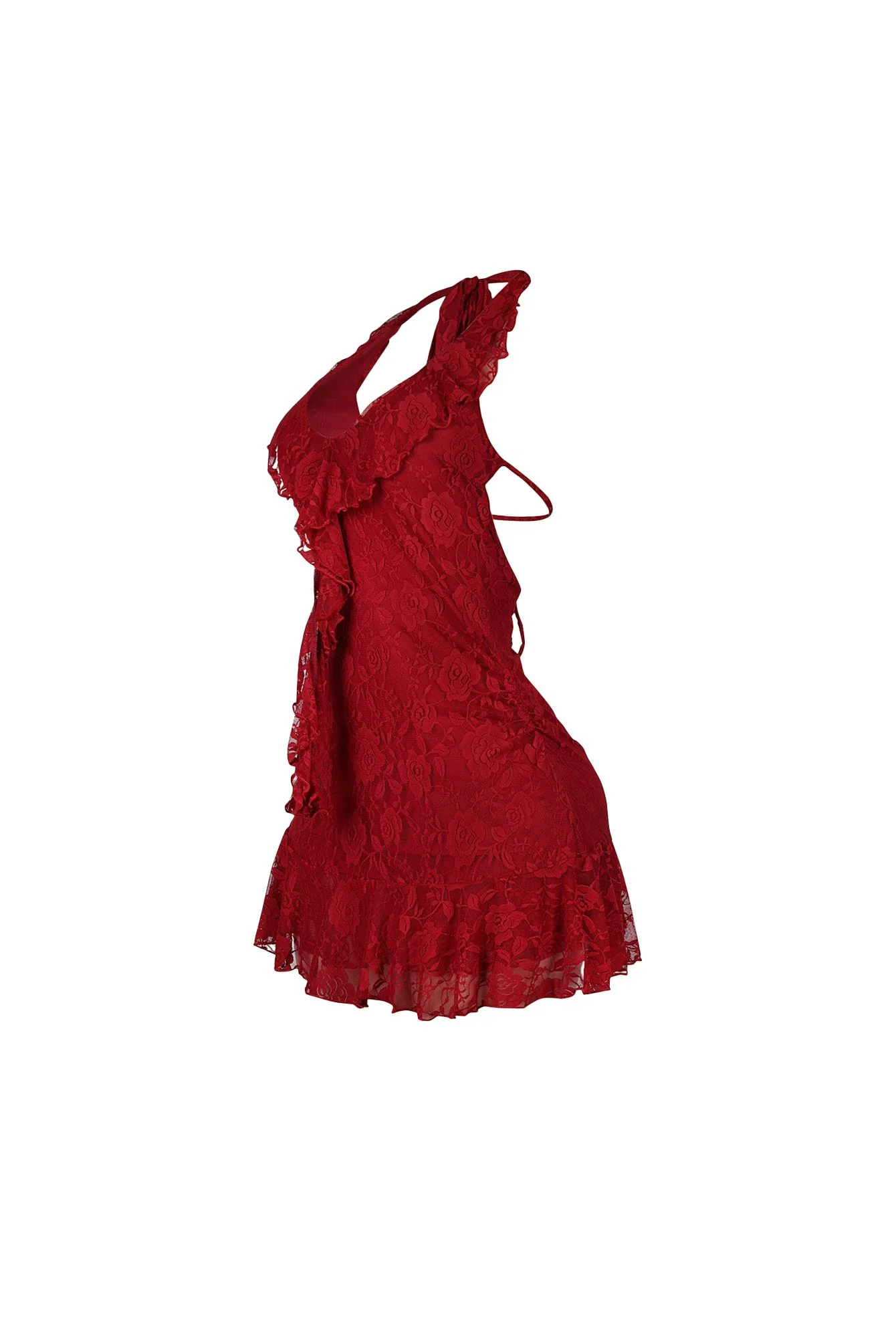 Roselace Halter Ruffle Mini Dress - Image 7