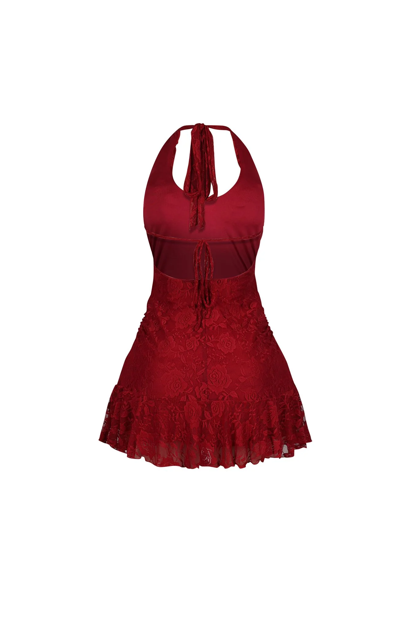 Roselace Halter Ruffle Mini Dress - Image 8