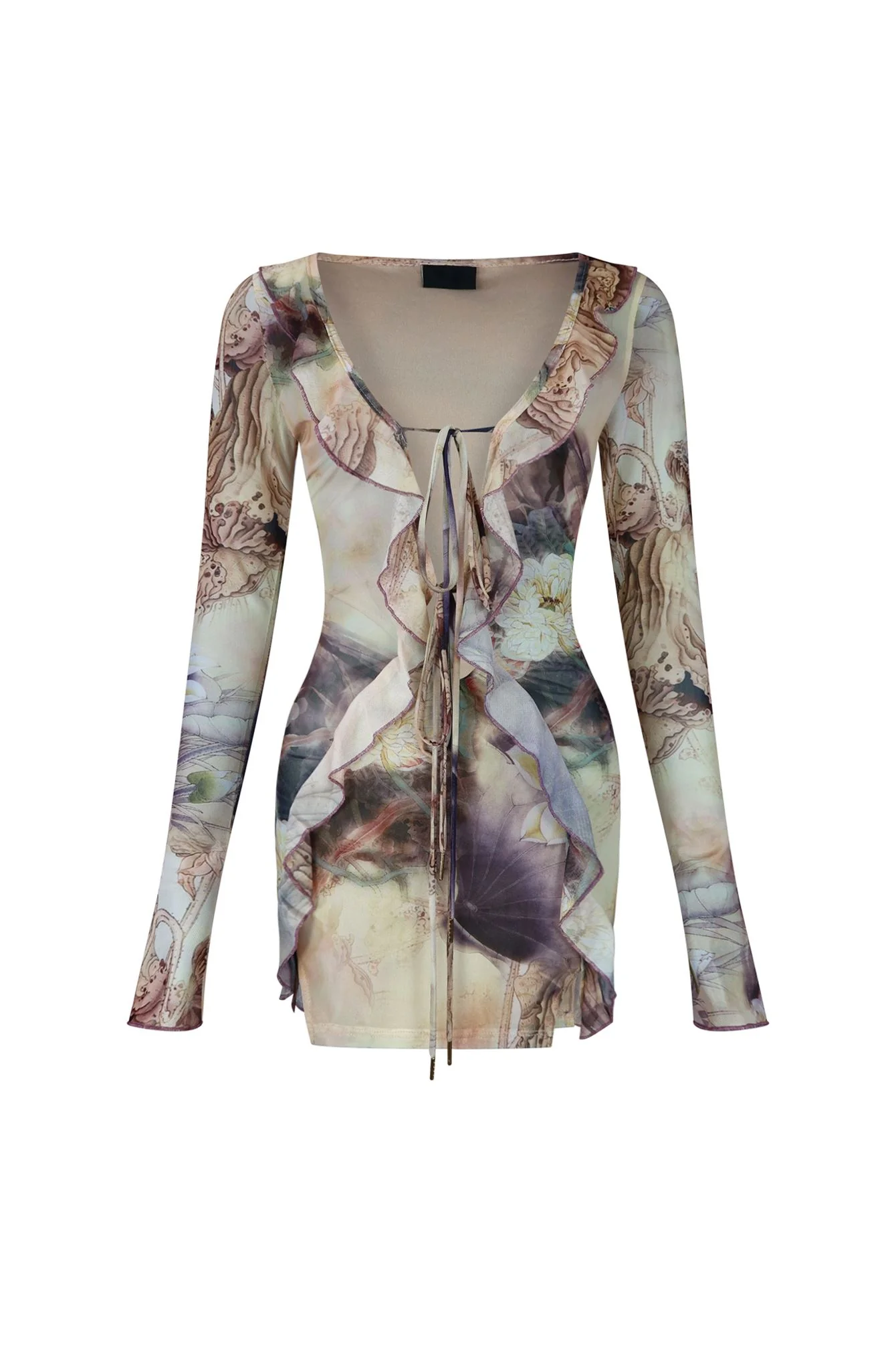 She's Here Ruffle Print Mesh Dress - Image 3