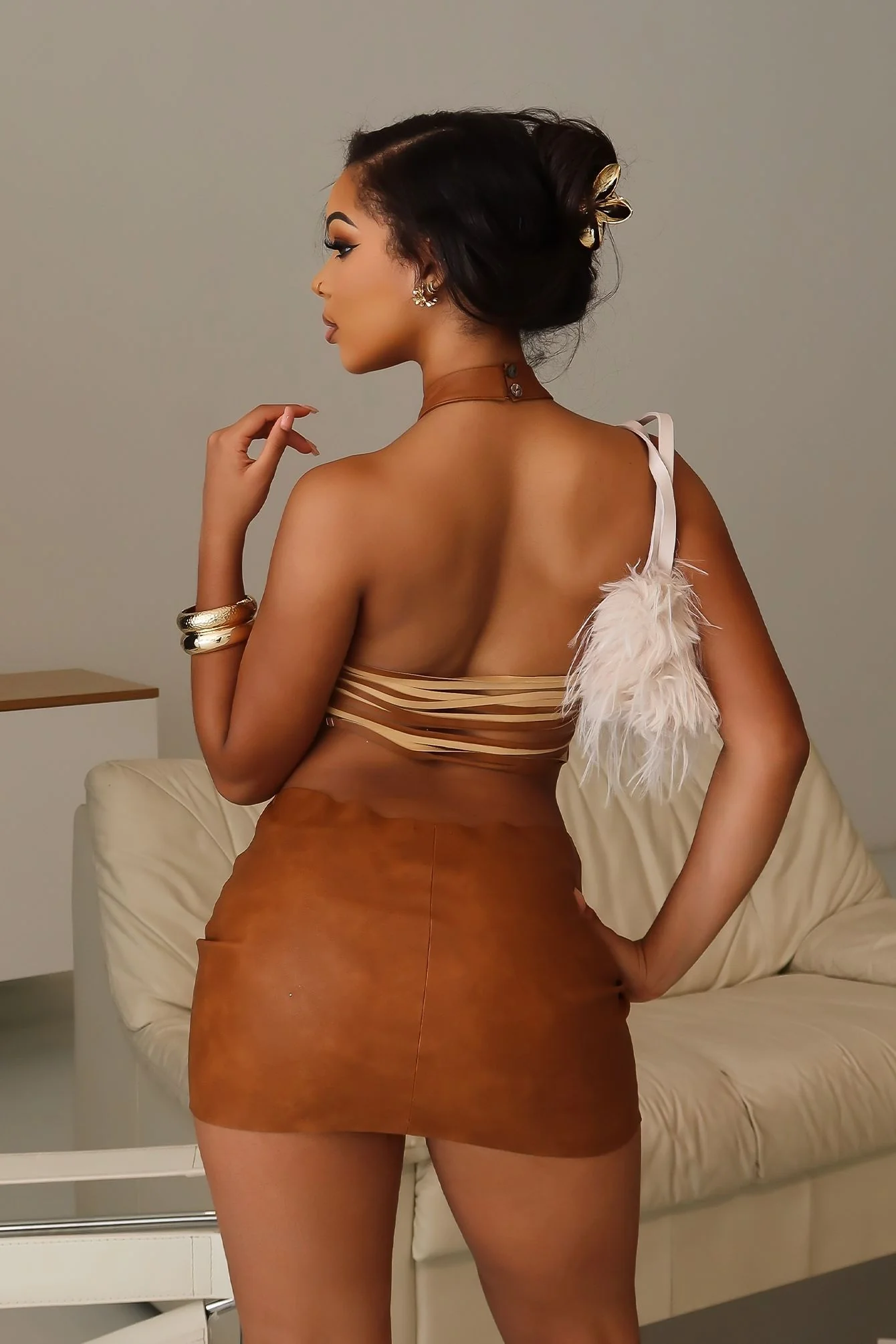 Saddle Up PU Halter Mini Dress - Image 5