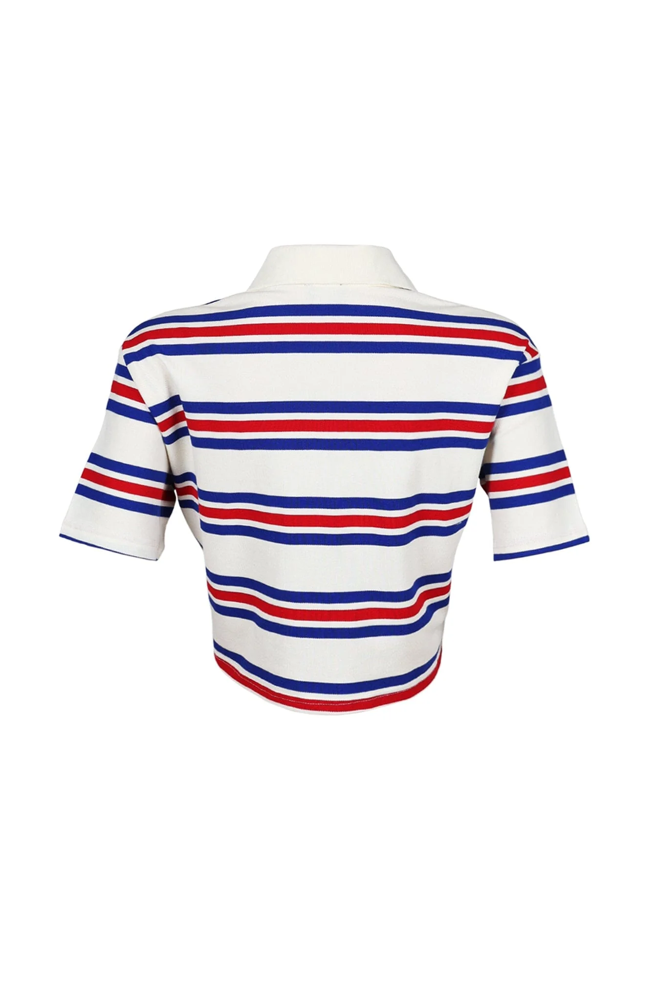 Sally Striped Collared Button Up Crop Top - Image 7