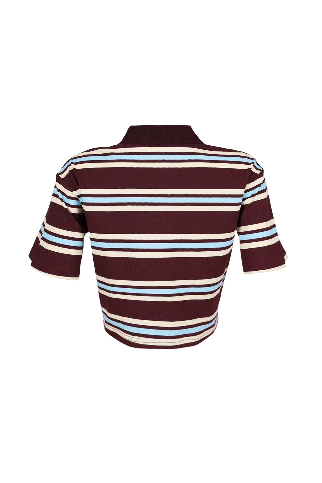 Sally Striped Collared Button Up Crop Top - Image 8