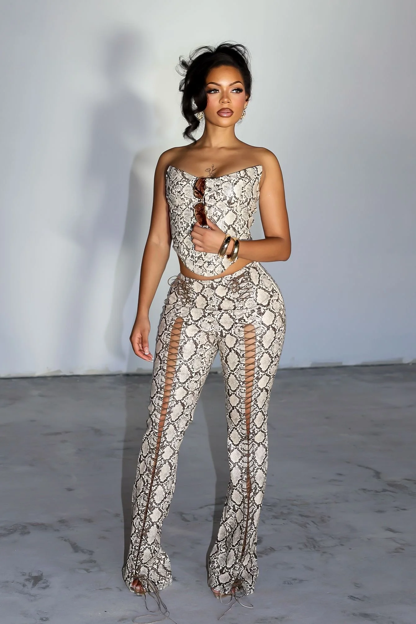 Santa Fe PU Corset Top & Pants SET - Image 3