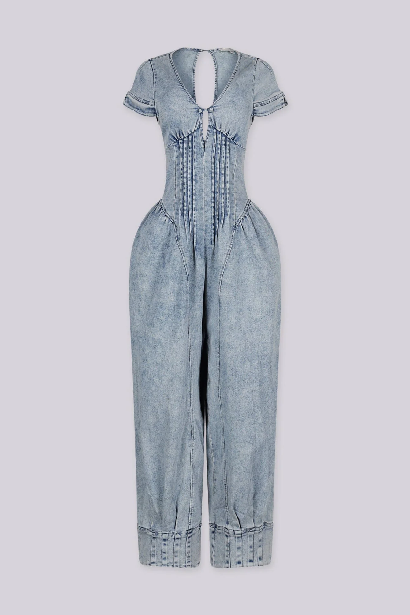 Santorini Washed Denim Balloon Jumpsuit - Image 4