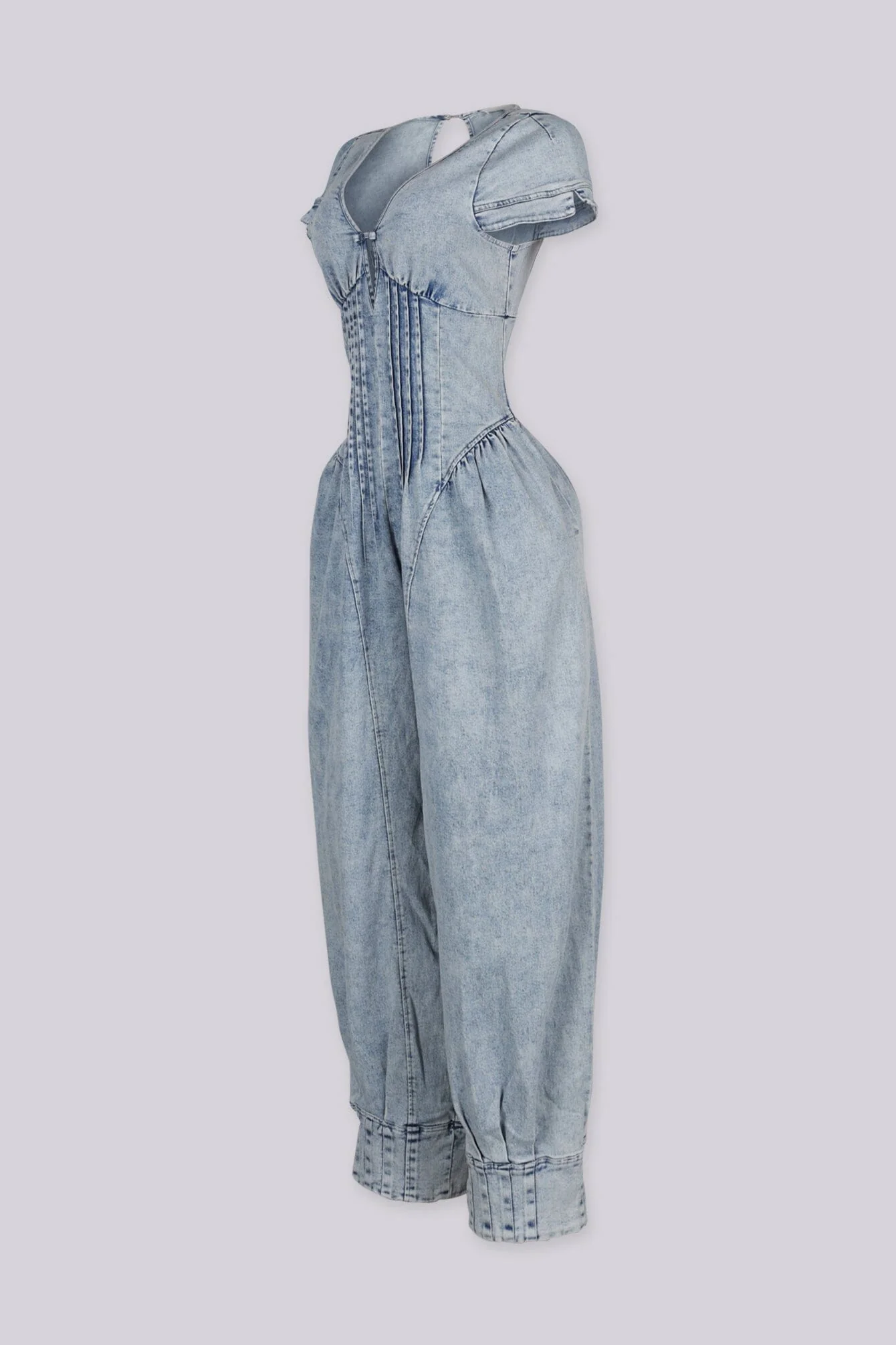 Santorini Washed Denim Balloon Jumpsuit - Image 5