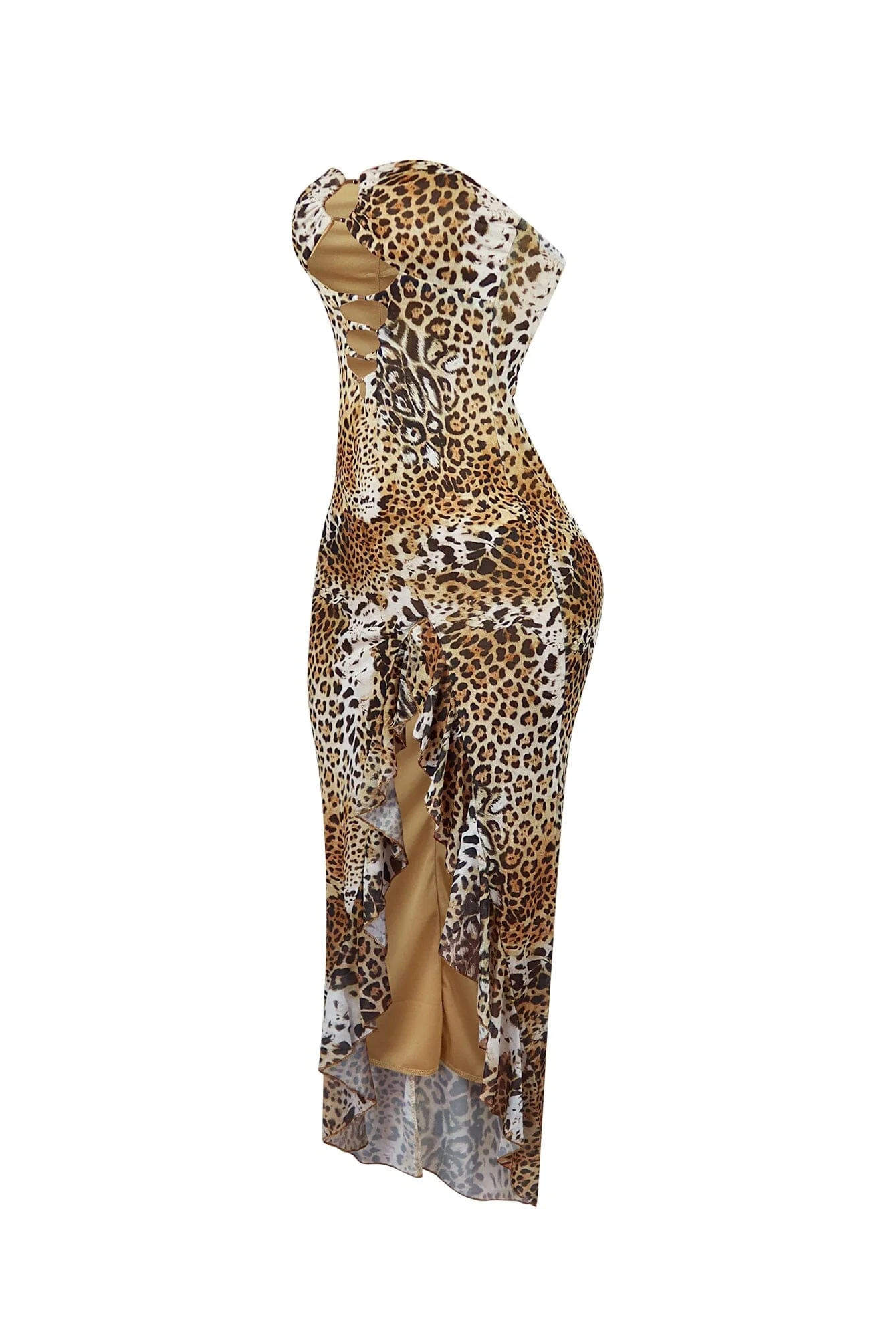 Savage Leopard Mesh Ruffle Long Dress - Image 6