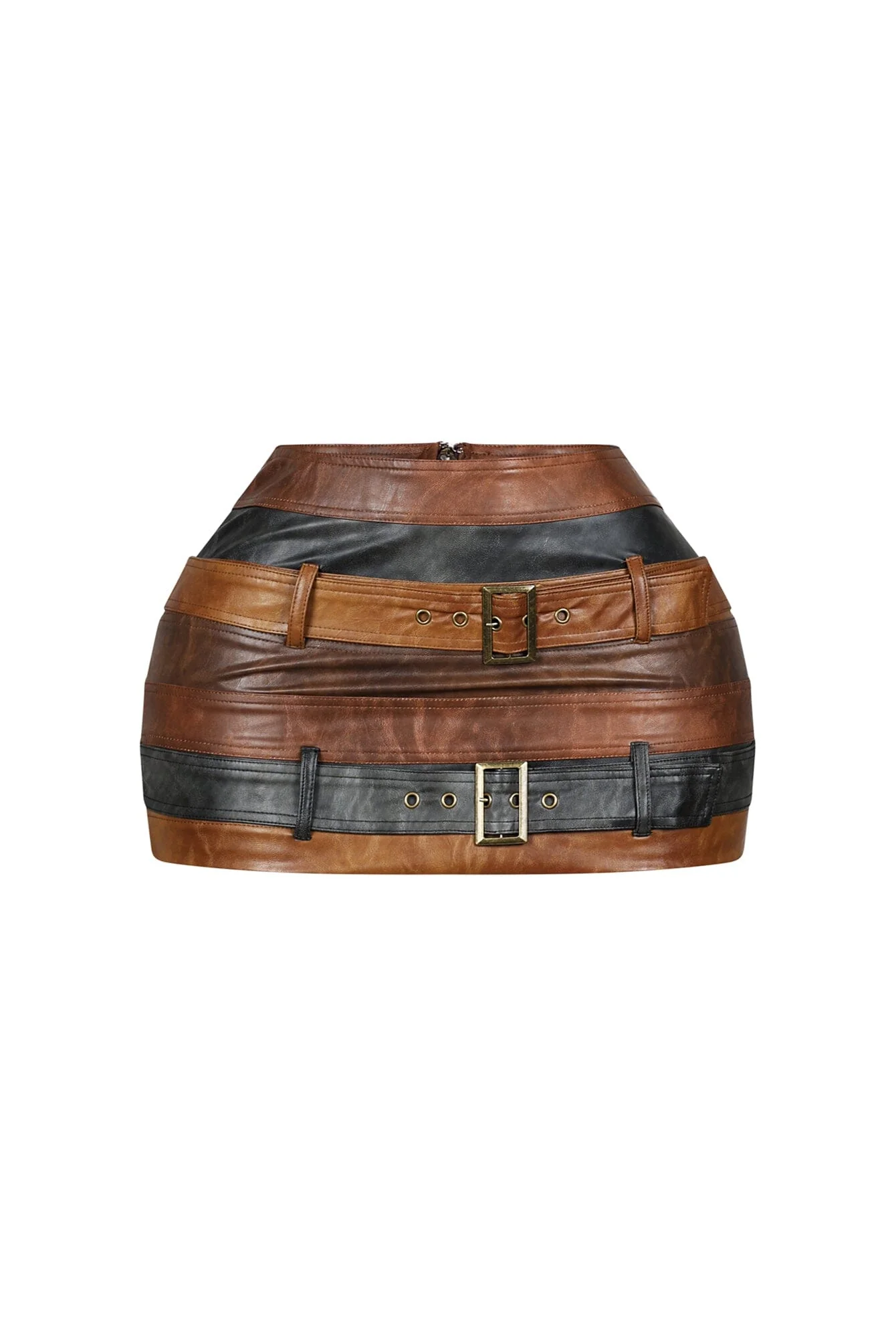 Savanna PU Color Block Mini Skirt - Image 2