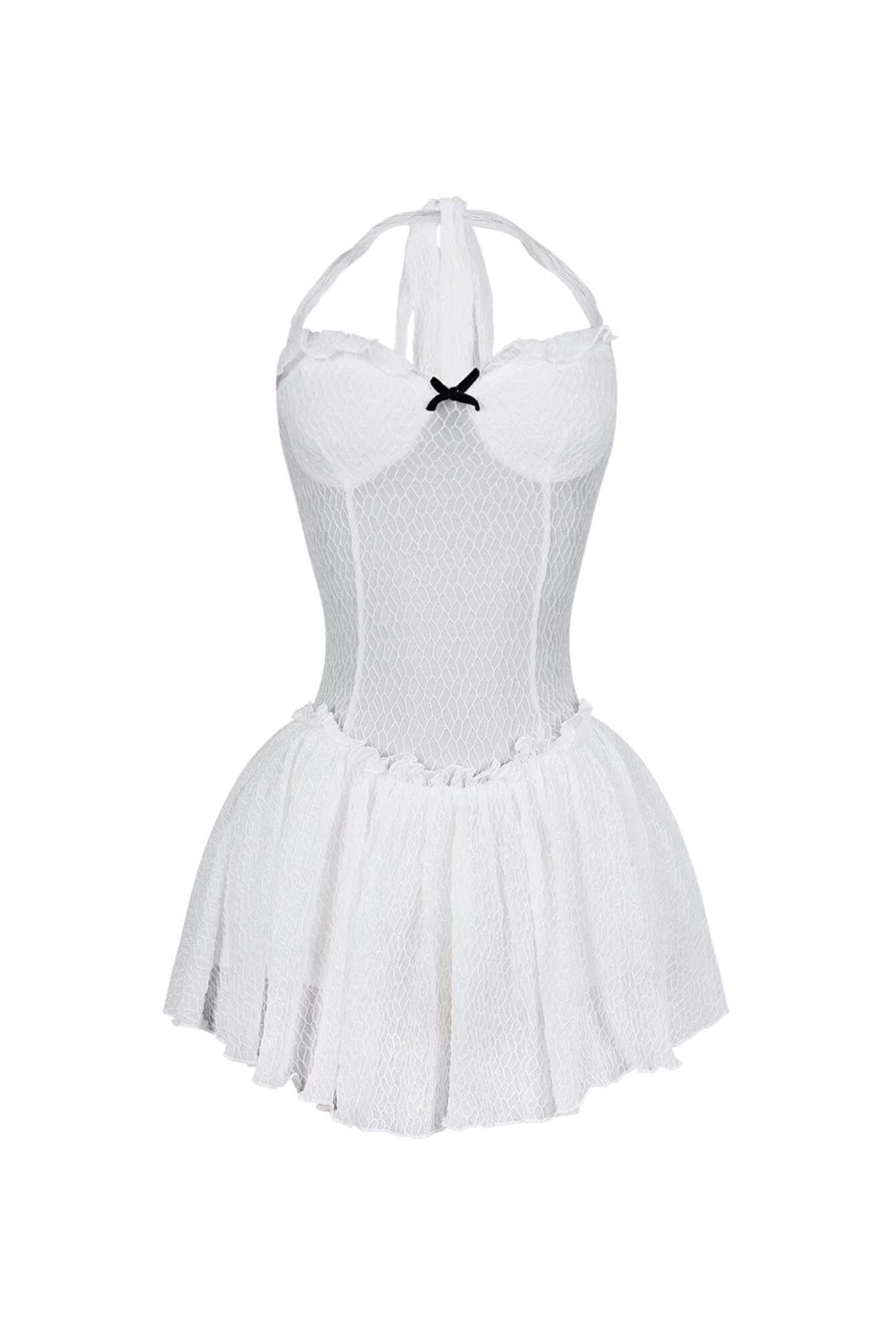 Selah Lace Halter Mini Dress With Bow - Image 6
