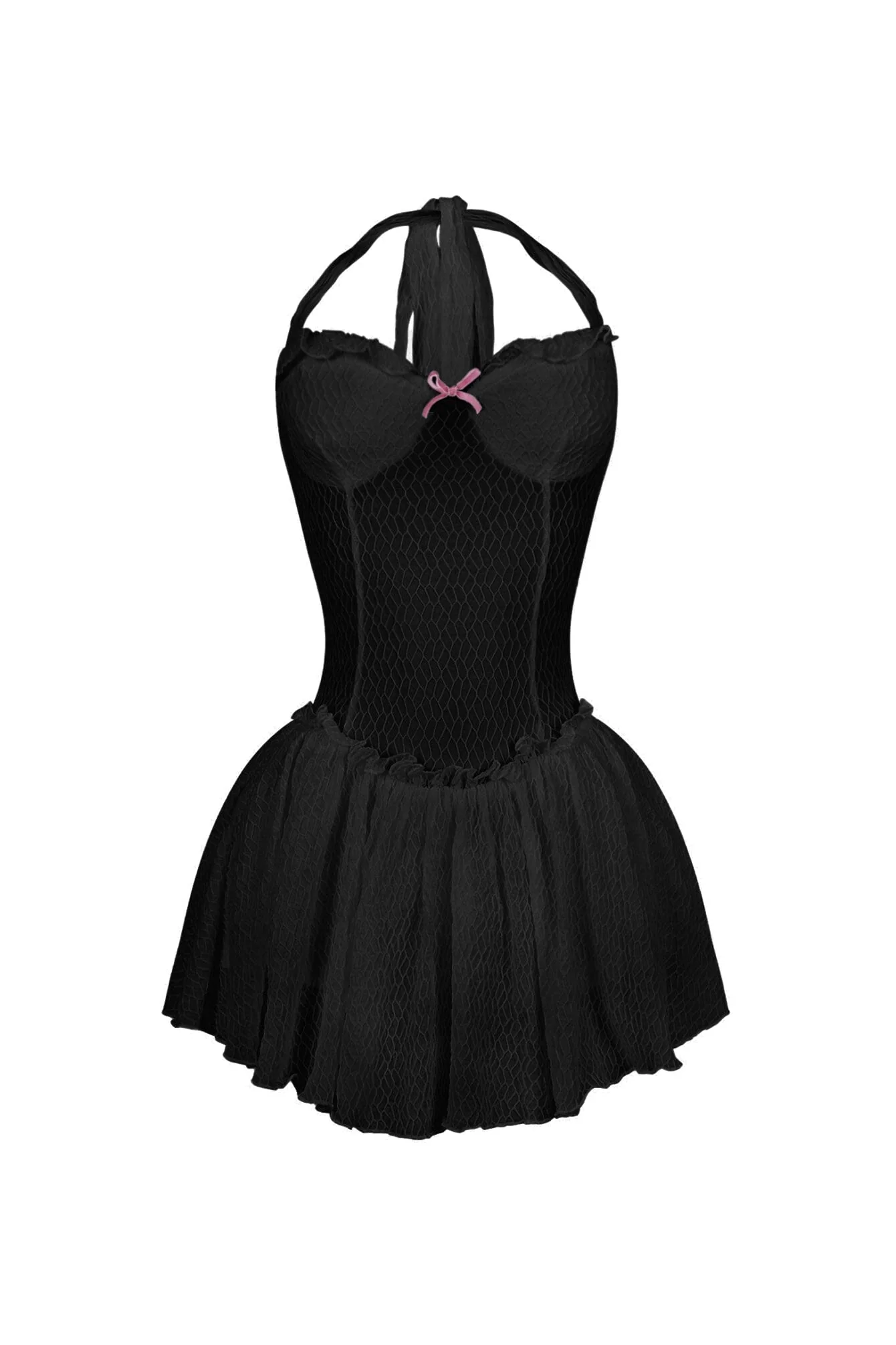 Selah Lace Halter Mini Dress With Bow - Image 7