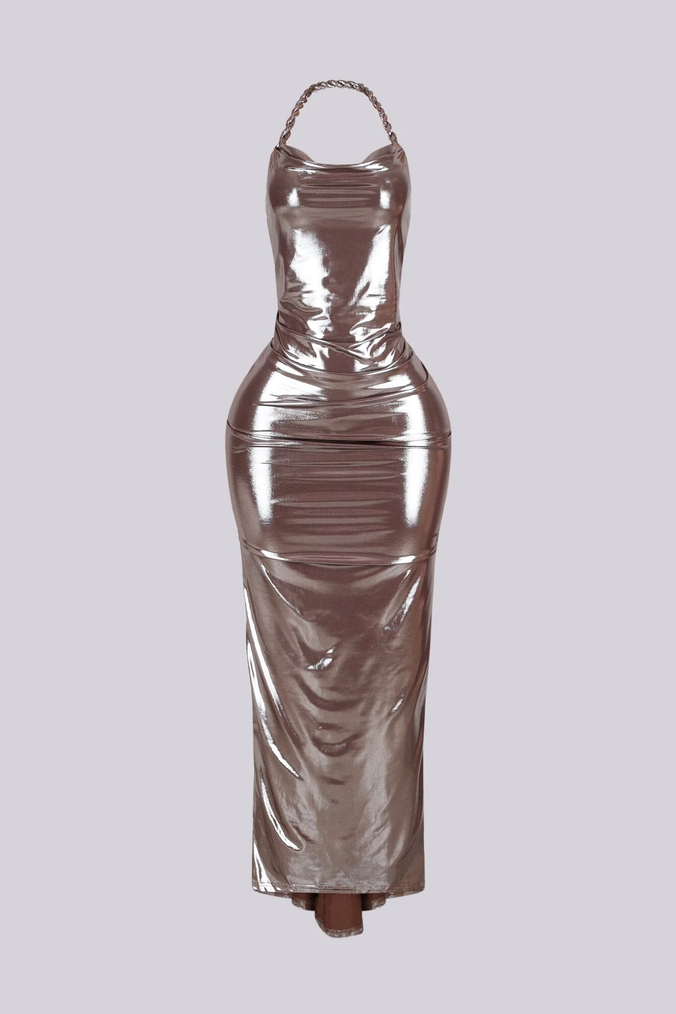 Selene Metallic Twisted Halter Maxi Dress - Image 3