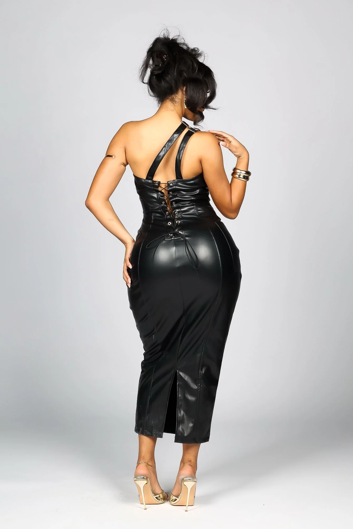 Seoul PU Buckle Maxi Dress - Image 3