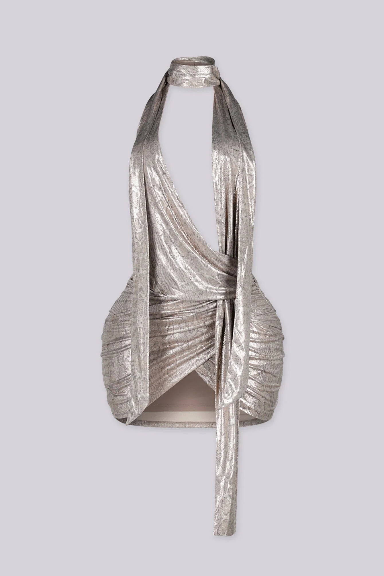 Serpentine Scarf Cowl Mini Dress - Image 3