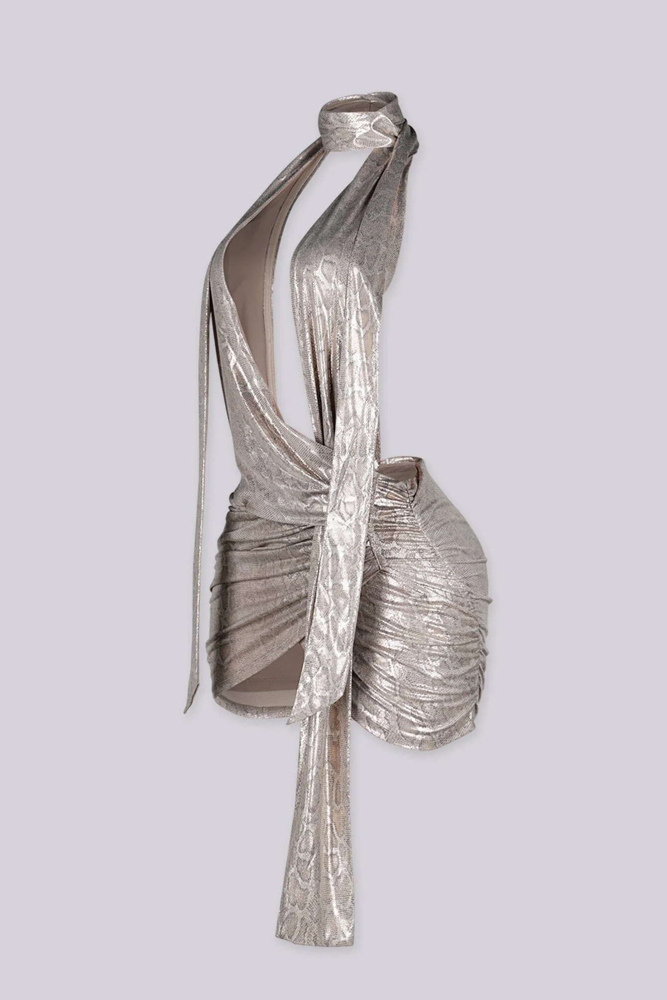 Serpentine Scarf Cowl Mini Dress - Image 4