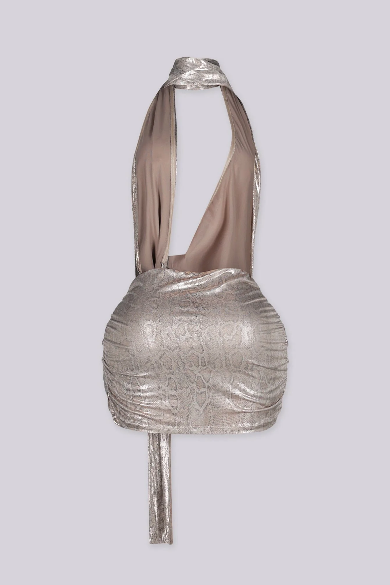 Serpentine Scarf Cowl Mini Dress - Image 5
