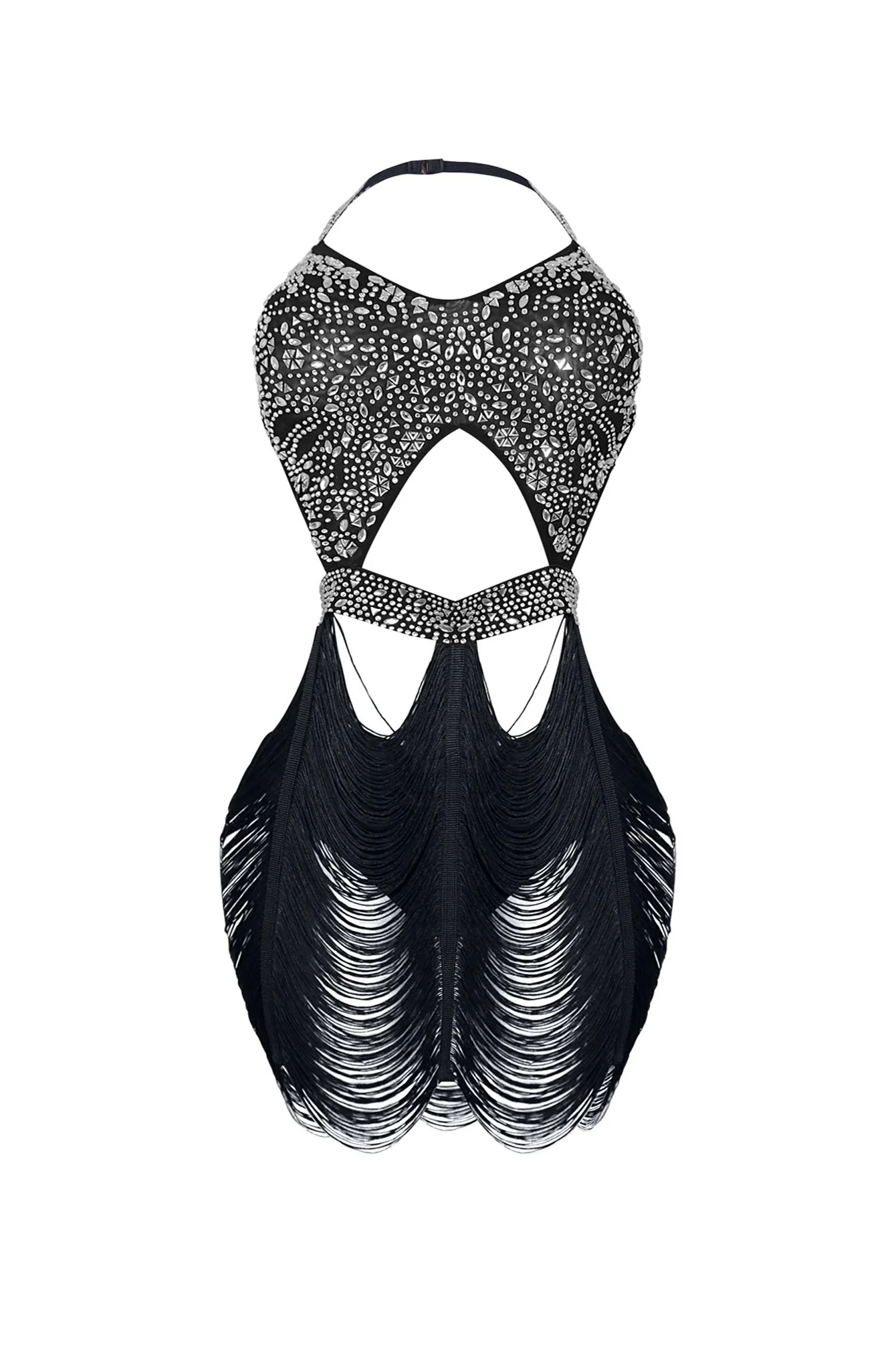 Shake It Draped Tassel Fringe Rhinestone Dress - Image 5