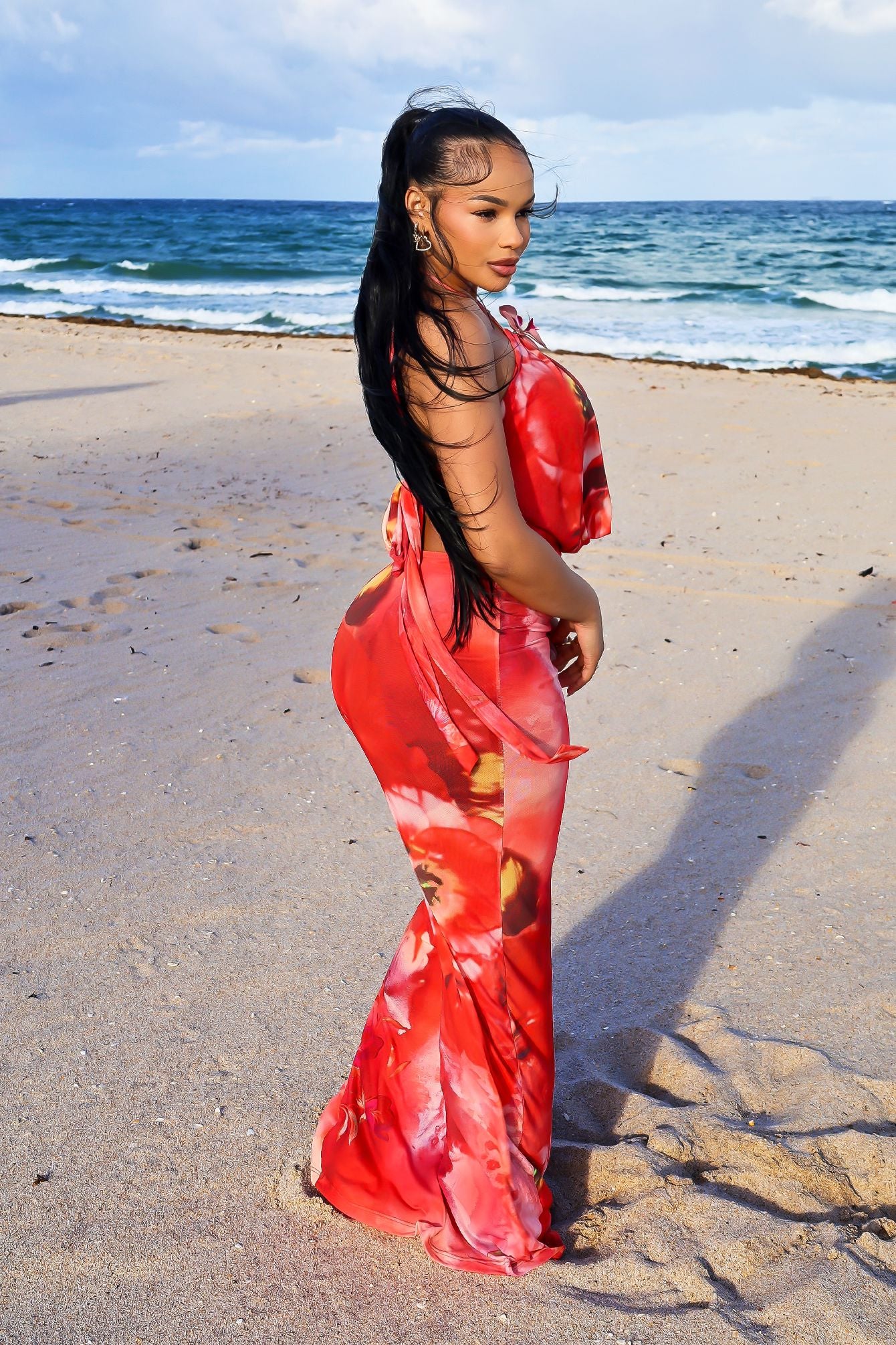 Lului Scarlet Cowl Maxi Dress - Image 5