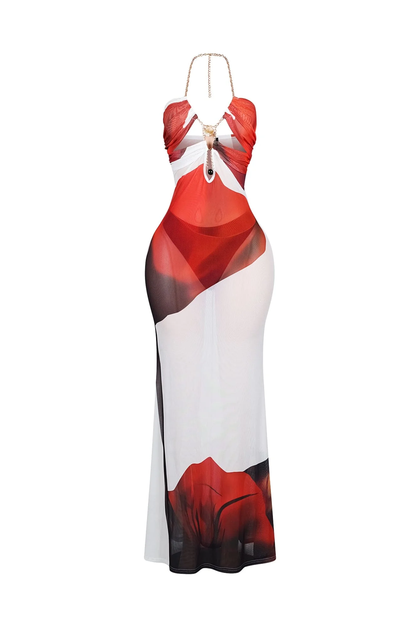 Shellis Mesh Chain Floral Maxi Dress - Image 4