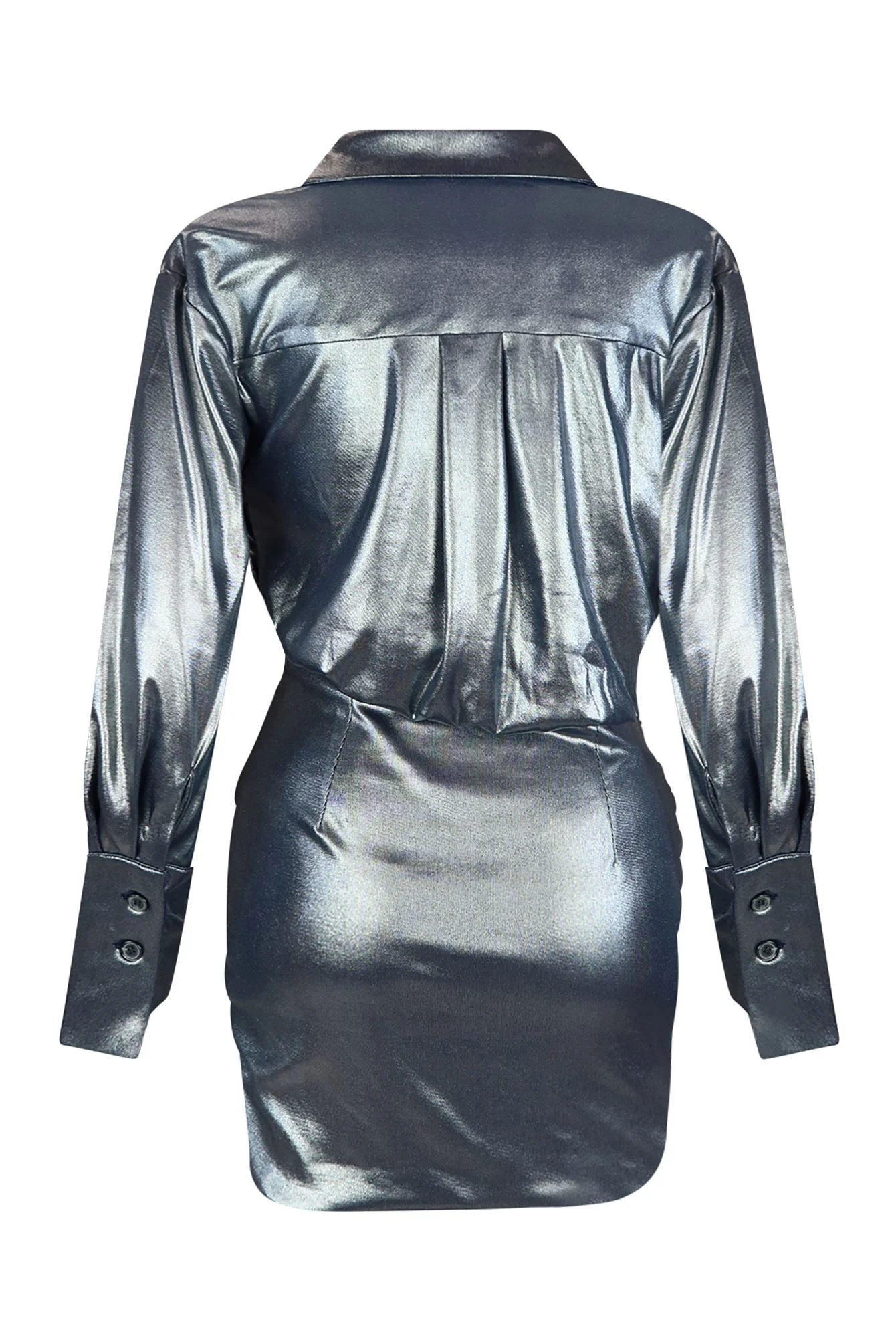 Calypso Shiny Drape Mini Dress - Image 9